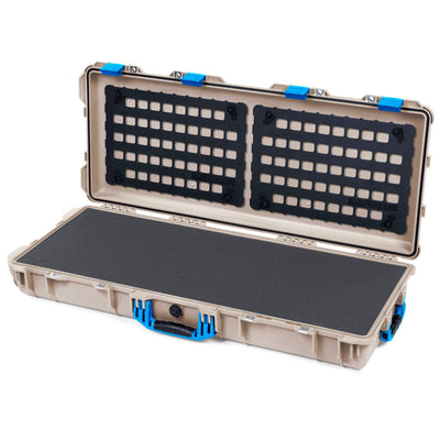 Pelican 1700 Protector Long Case, Desert Tan with Blue Handles & Latches (Gen2) Pick & Pluck Foam with EZ-Click™ MOLLE Panels ColorCase 017000-0401-310-120