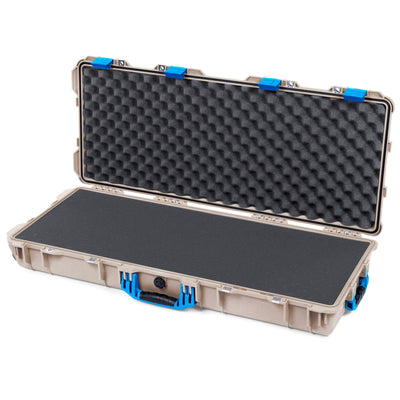 Pelican 1700 Protector Long Case, Desert Tan with Blue Handles & Latches (Gen2) Solid Foam with Convoluted Lid Foam ColorCase 017000-0002-310-120