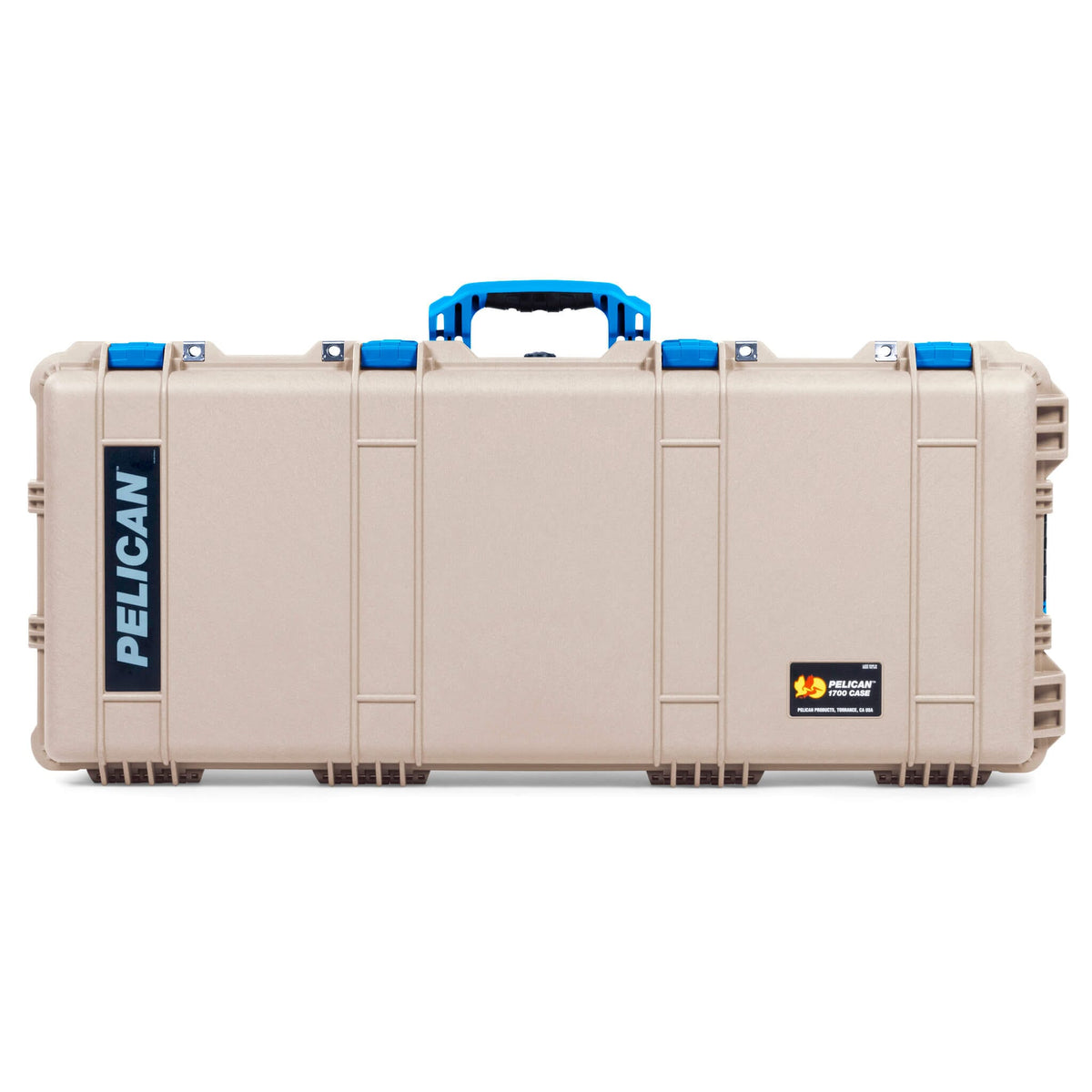 Pelican 1700 Protector Long Case, Desert Tan with Blue Handles &amp; Latches (Gen2) ColorCase 