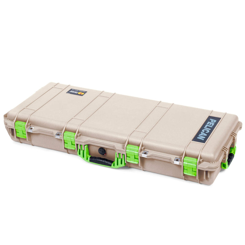 Pelican 1700 Protector Long Case, Desert Tan with Lime Green Handles & Latches (Gen2) ColorCase 