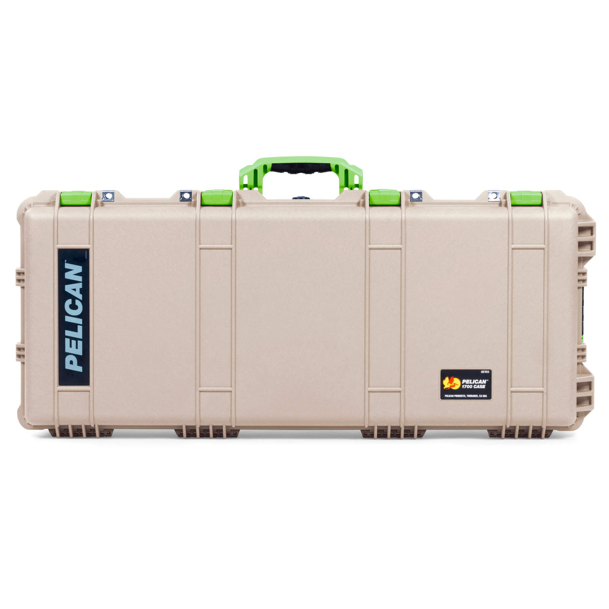 Pelican 1700 Protector Long Case, Desert Tan with Lime Green Handles &amp; Latches (Gen2) ColorCase 