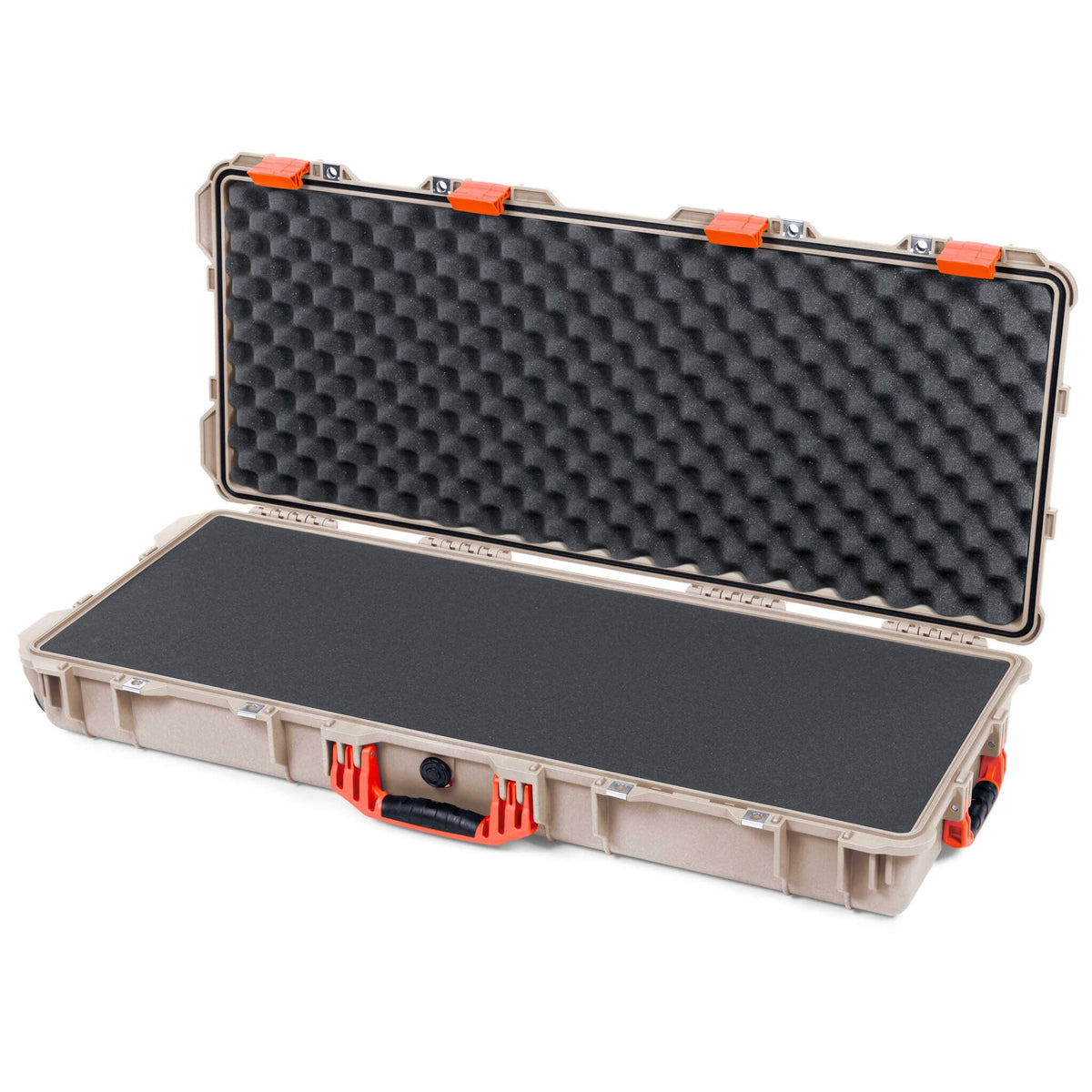 Pelican 1700 Protector Long Case, Desert Tan with Orange Handles &amp; Latches (Gen2) Pick &amp; Pluck Foam with Convoluted Lid Foam ColorCase 017000-0001-310-150