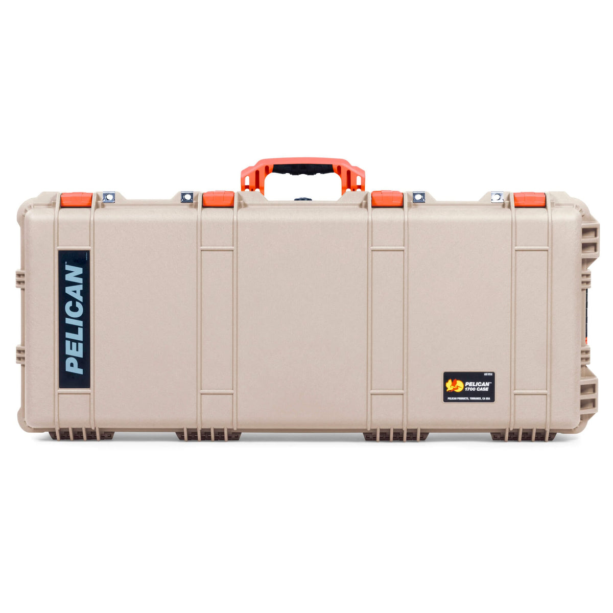 Pelican 1700 Protector Long Case, Desert Tan with Orange Handles &amp; Latches (Gen2) ColorCase 