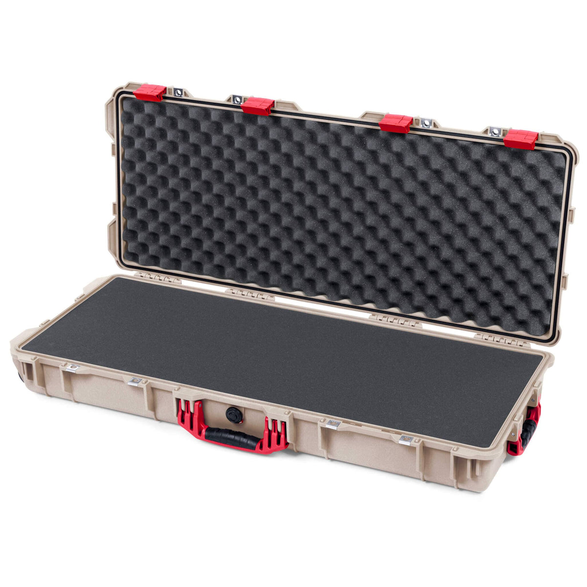 Pelican 1700 Protector Long Case, Desert Tan with Red Handles &amp; Latches (Gen2) Pick &amp; Pluck Foam with Convoluted Lid Foam ColorCase 017000-0001-310-320