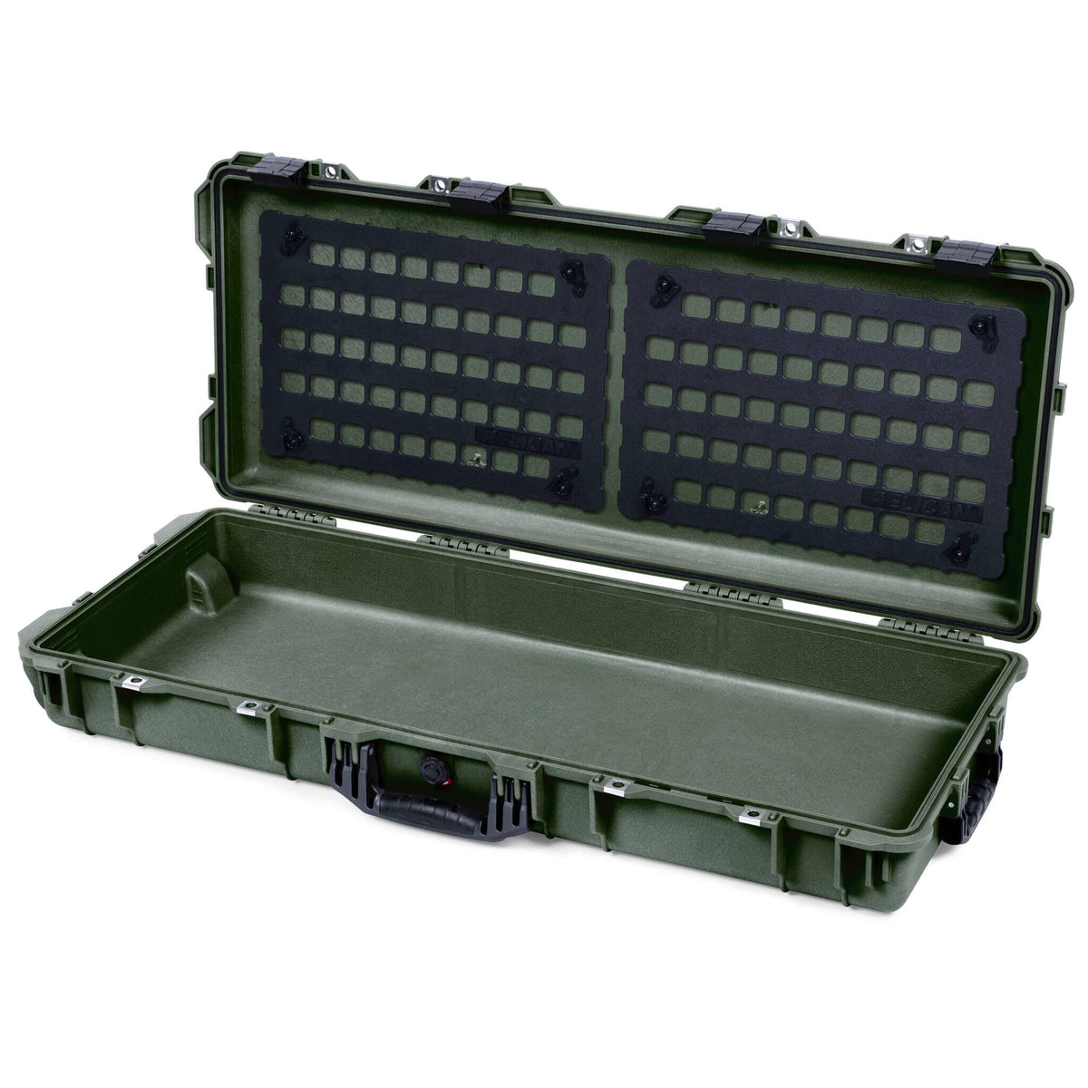 Pelican 1700 Protector Long Case, OD Green with Black Handles &amp; Latches (Gen2) EZ-Click™ MOLLE Panels Only ColorCase 017000-0400-130-110