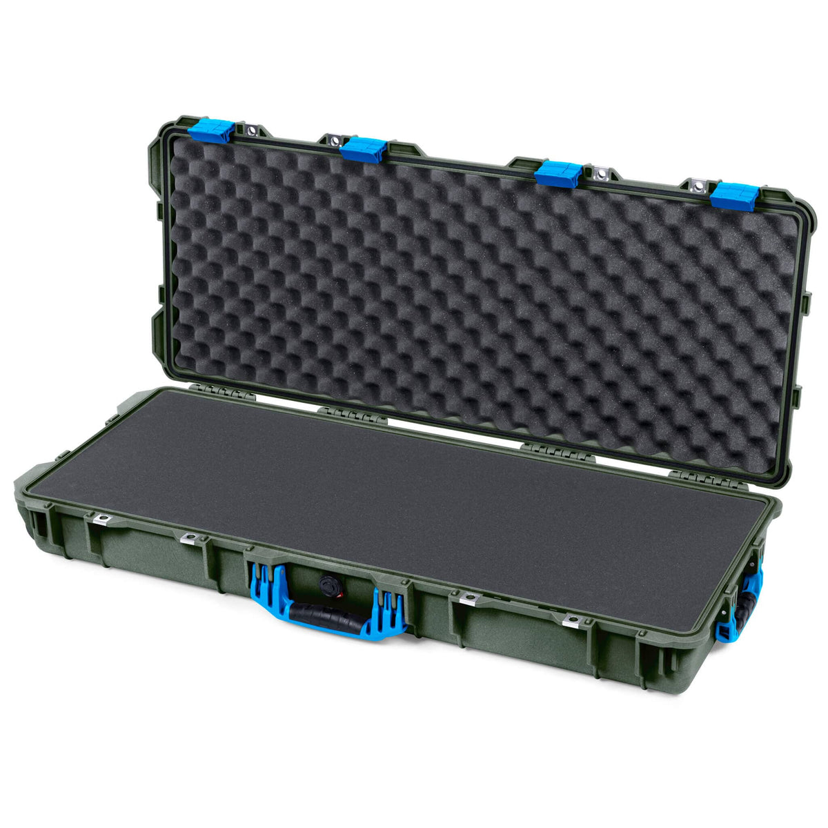 Pelican 1700 Protector Long Case, OD Green with Blue Handles &amp; Latches (Gen2) Pick &amp; Pluck Foam with Convoluted Lid Foam ColorCase 017000-0001-130-120