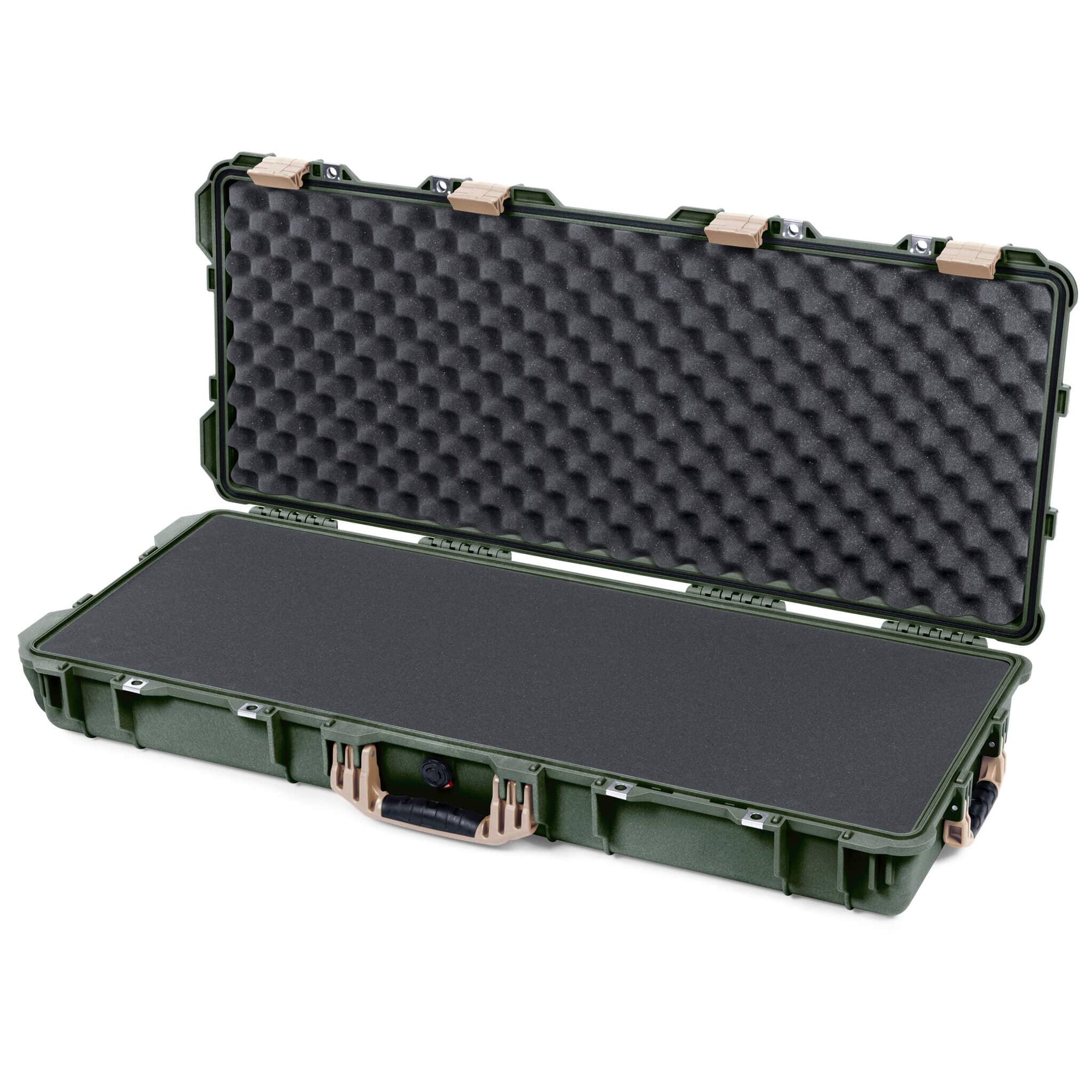 Pelican 1700 Protector Long Case, OD Green with Desert Tan Handles & Latches (Gen2) Solid Foam with Convoluted Lid Foam ColorCase 017000-0002-130-310