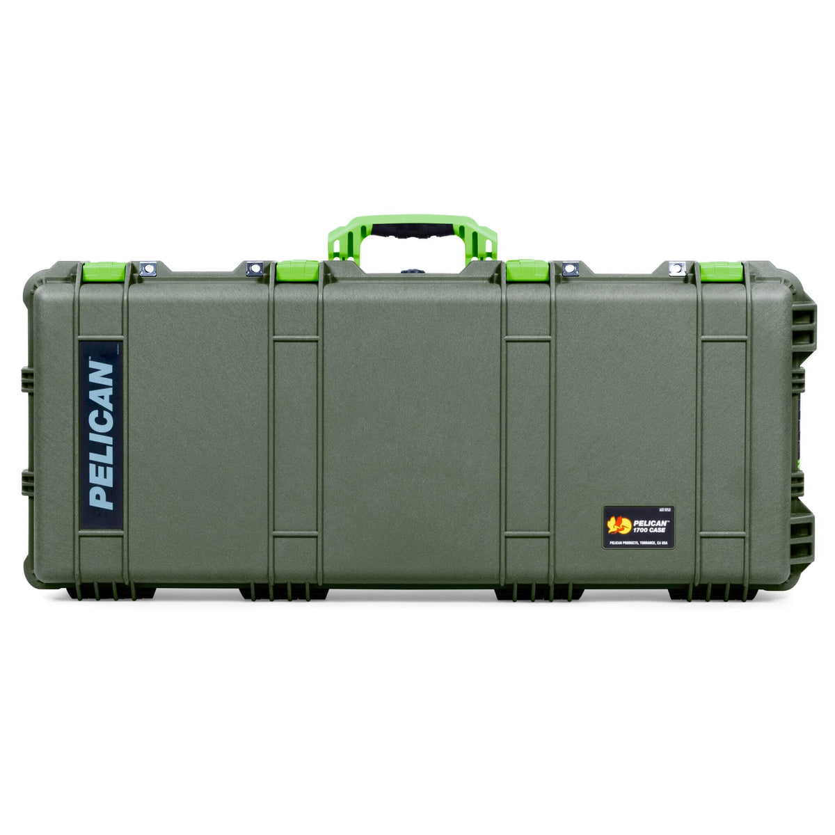 Pelican 1700 Protector Long Case, OD Green with Lime Green Handles &amp; Latches (Gen2) ColorCase 