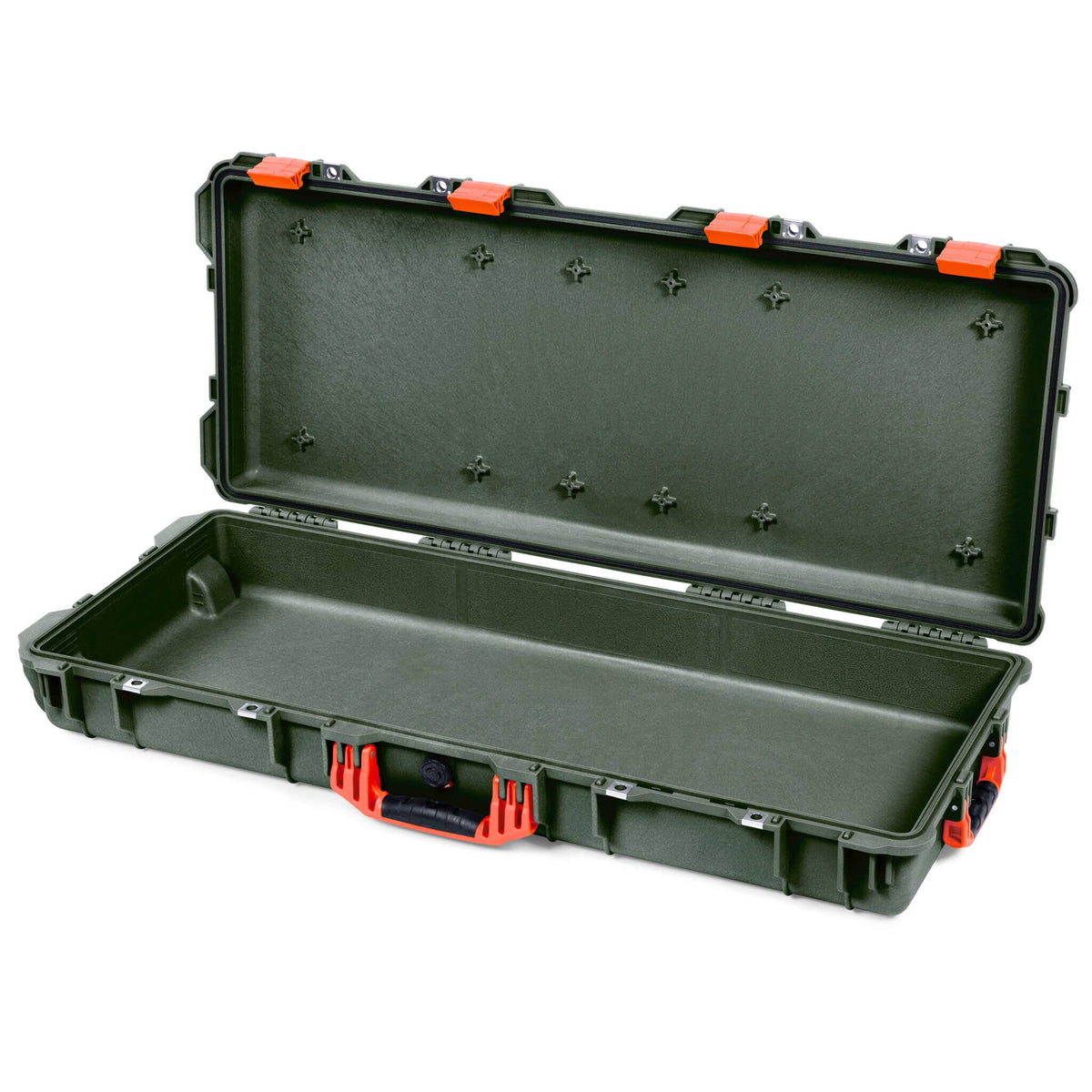 Pelican 1700 Protector Long Case, OD Green with Orange Handles &amp; Latches (Gen2) None (Case Only) ColorCase 017000-0000-130-150