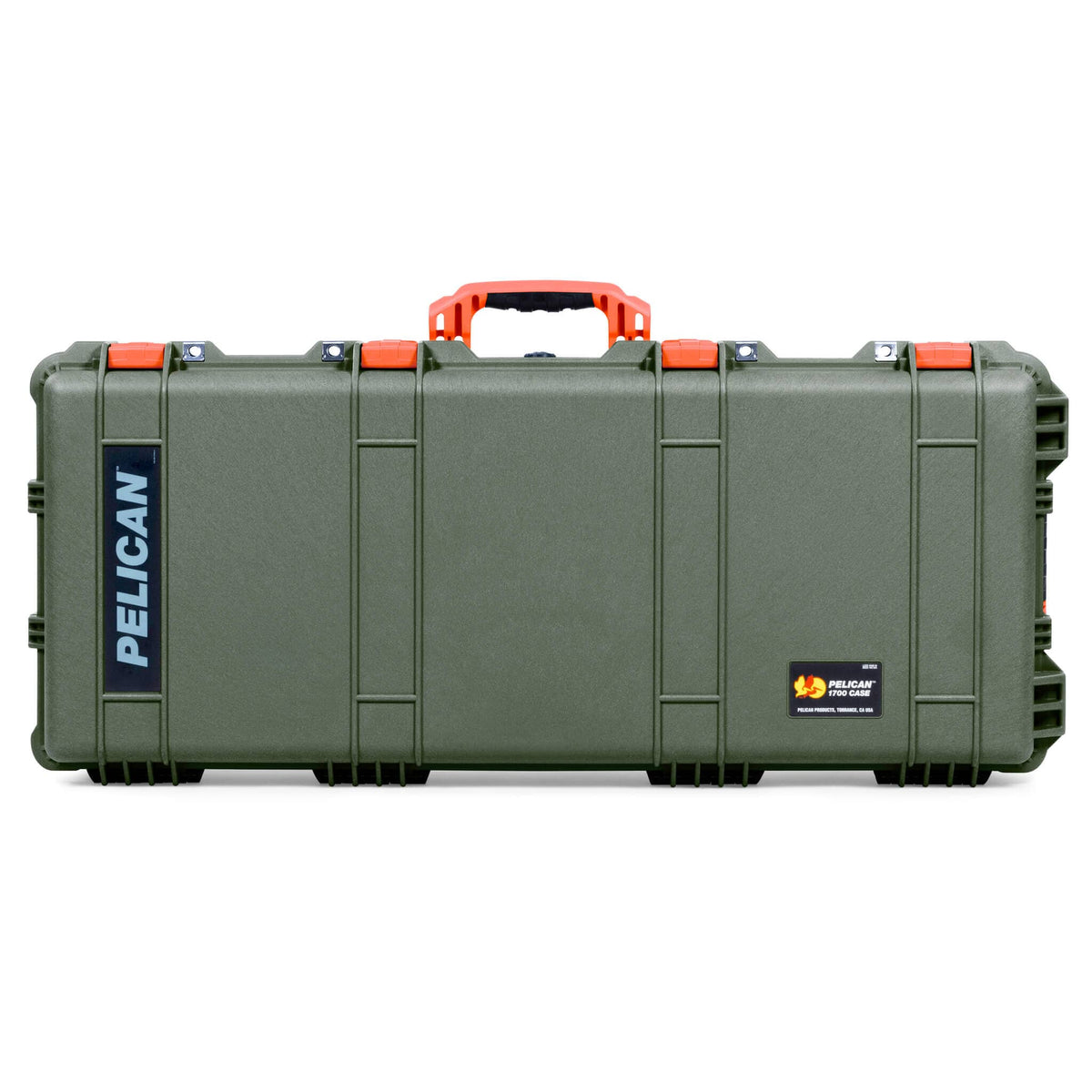 Pelican 1700 Protector Long Case, OD Green with Orange Handles &amp; Latches (Gen2) ColorCase 