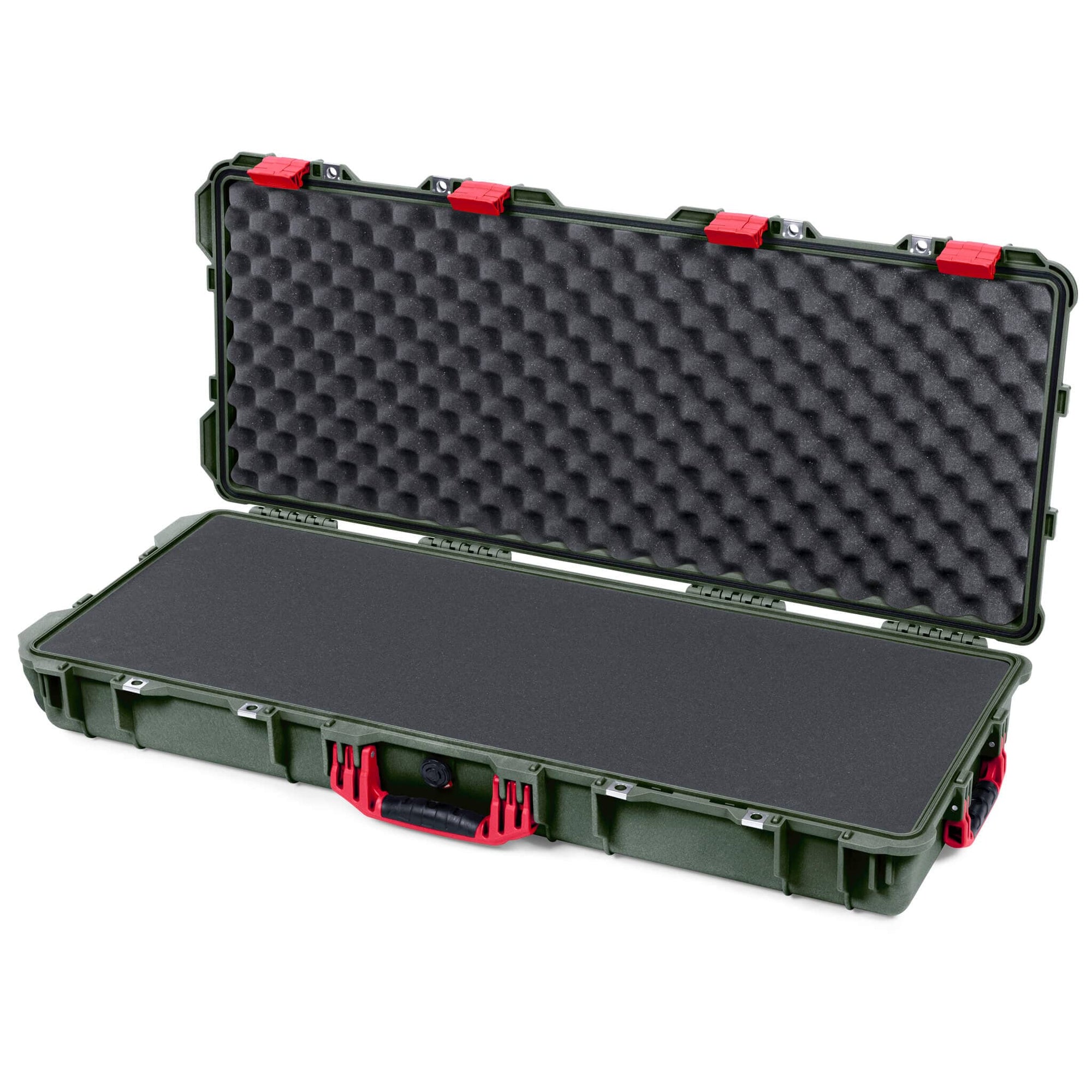 Pelican 1700 Protector Long Case, OD Green with Red Handles & Latches (Gen2) Pick & Pluck Foam with Convoluted Lid Foam ColorCase 017000-0001-130-320