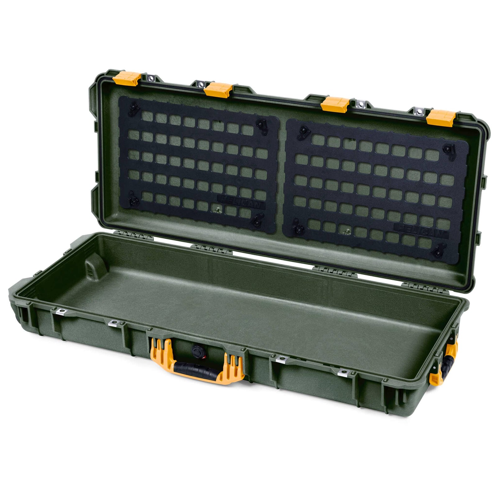 Pelican 1700 Protector Long Case, OD Green with Yellow Handles & Latches (Gen2) EZ-Click™ MOLLE Panels Only ColorCase 017000-0400-130-240