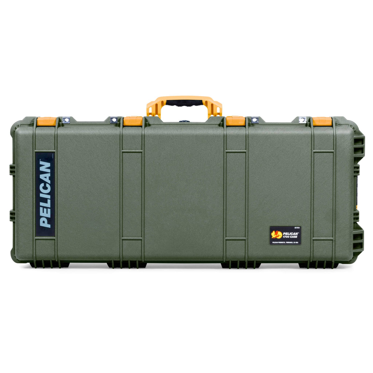 Pelican 1700 Protector Long Case, OD Green with Yellow Handles &amp; Latches (Gen2) ColorCase 