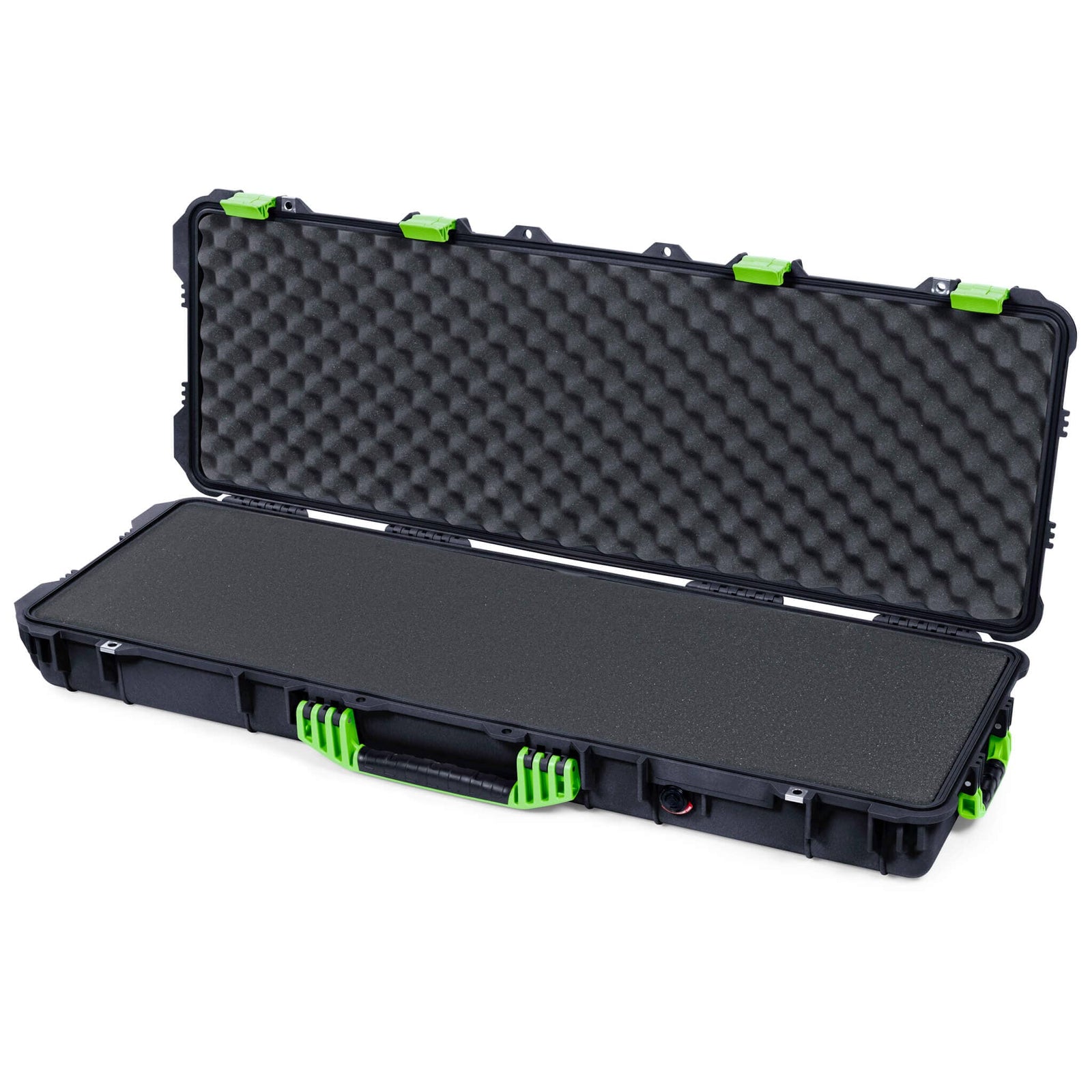 Pelican 1720 Protector Long Case, Black with Lime Green Handles & Latches (Gen2) Pick & Pluck Foam with Convoluted Lid Foam ColorCase 017200-0001-110-300