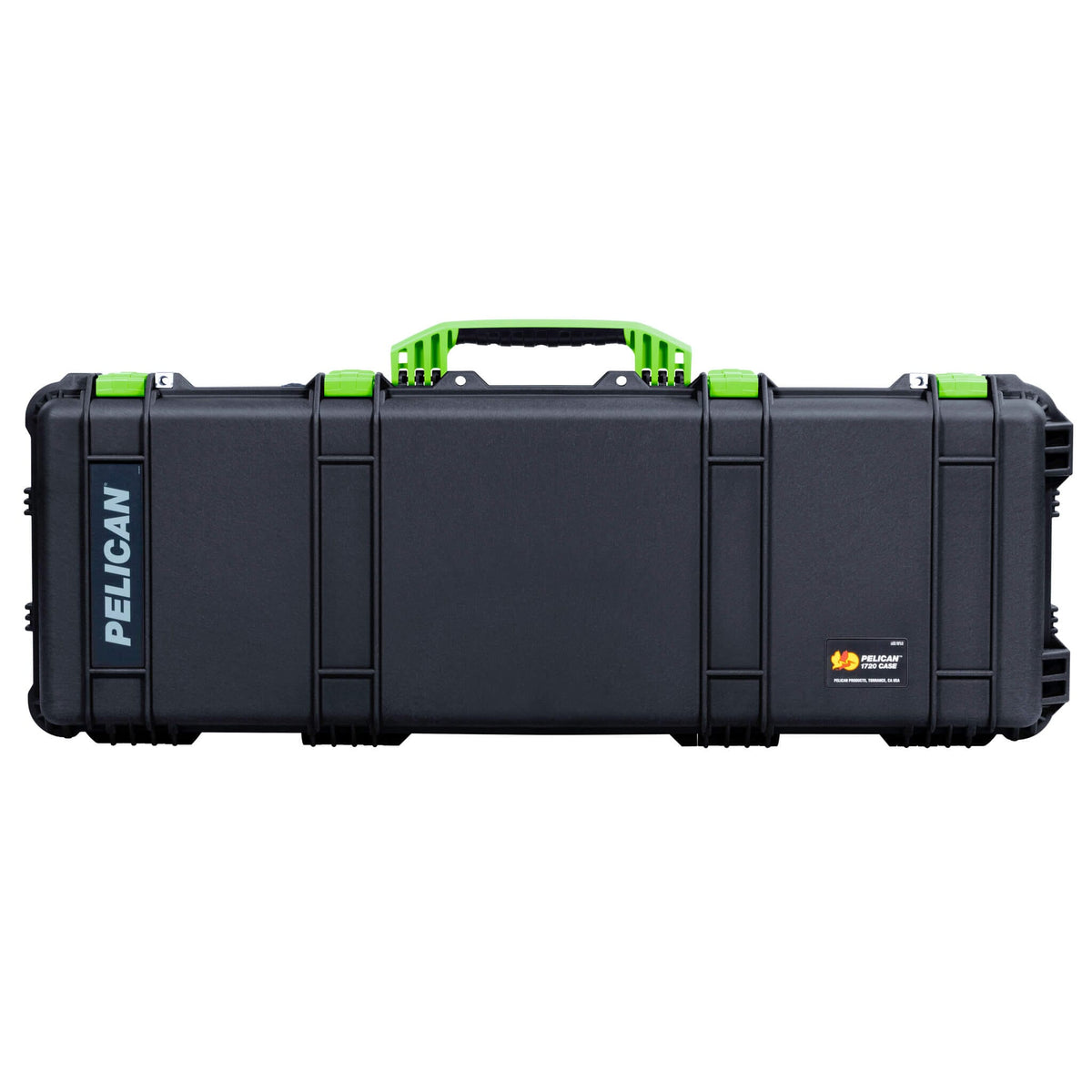 Pelican 1720 Protector Long Case, Black with Lime Green Handles &amp; Latches (Gen2) ColorCase 