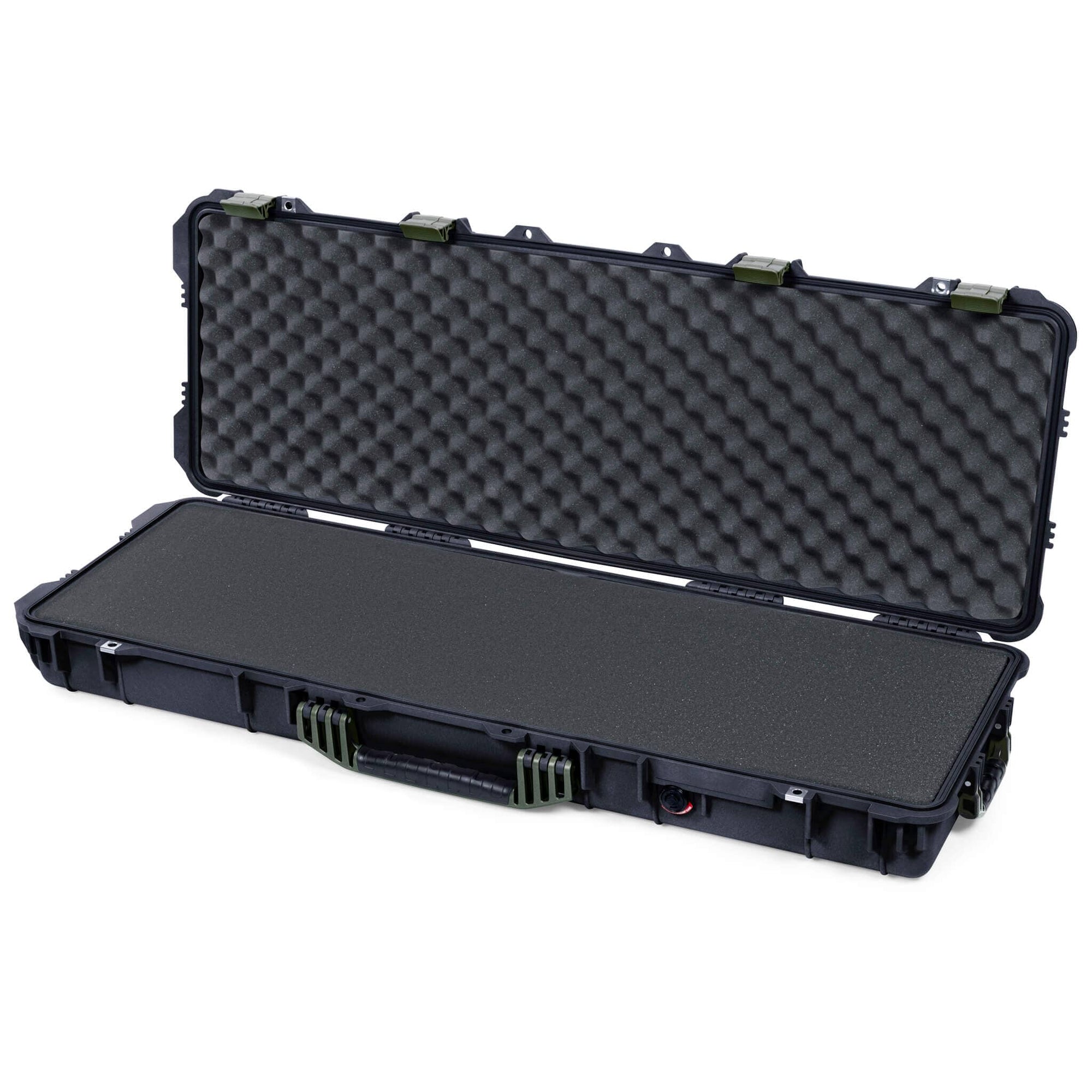 Pelican 1720 Protector Long Case, Black with OD Green Handles & Latches (Gen2) Pick & Pluck Foam with Convoluted Lid Foam ColorCase 017200-0001-110-130