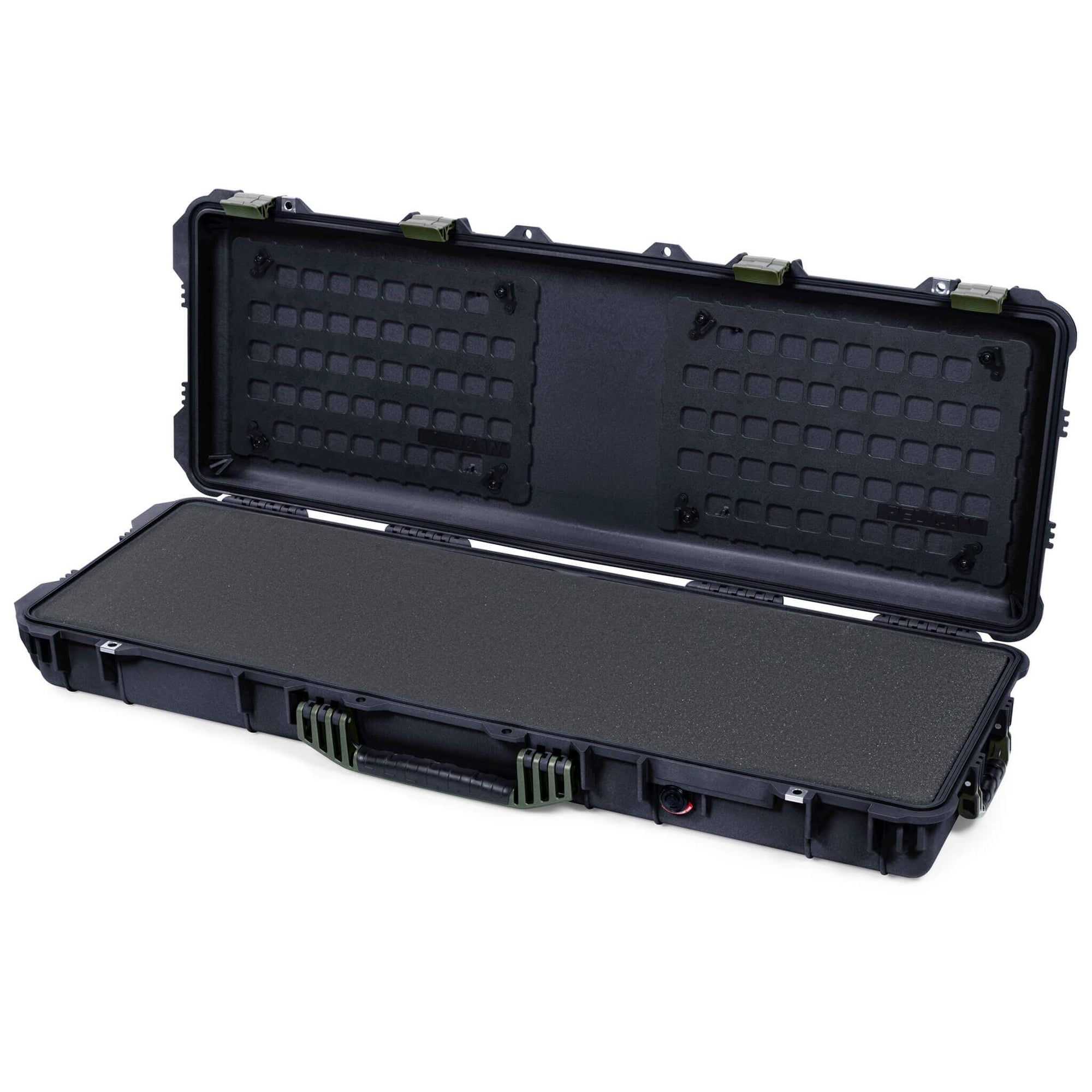 Pelican 1720 Protector Long Case, Black with OD Green Handles & Latches (Gen2) Pick & Pluck Foam with EZ-Click™ MOLLE Panels ColorCase 017200-0401-110-130