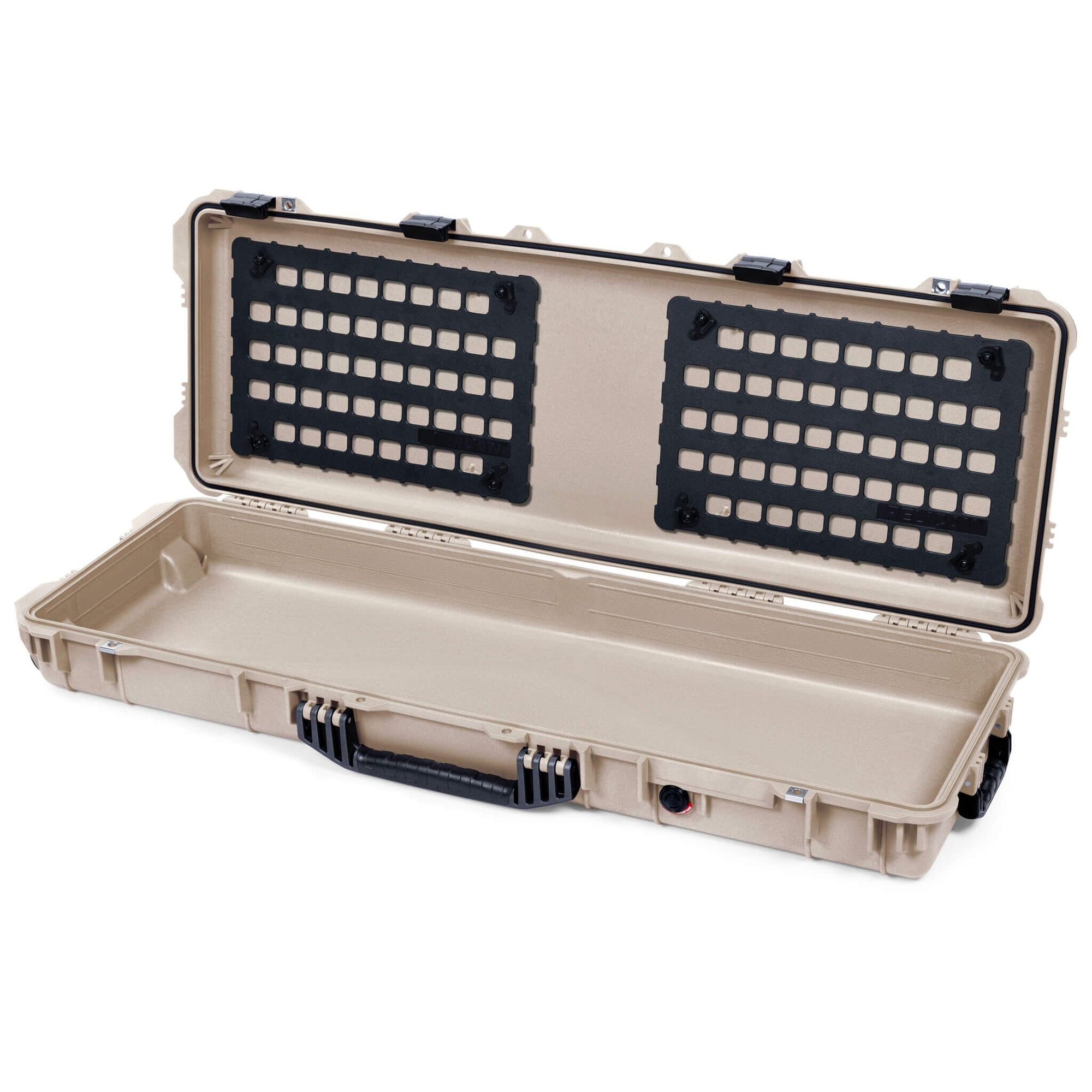 Pelican 1720 Protector Long Case, Desert Tan with Black Handles & Latches (Gen2) EZ-Click™ MOLLE Panels Only ColorCase 017200-0400-310-110