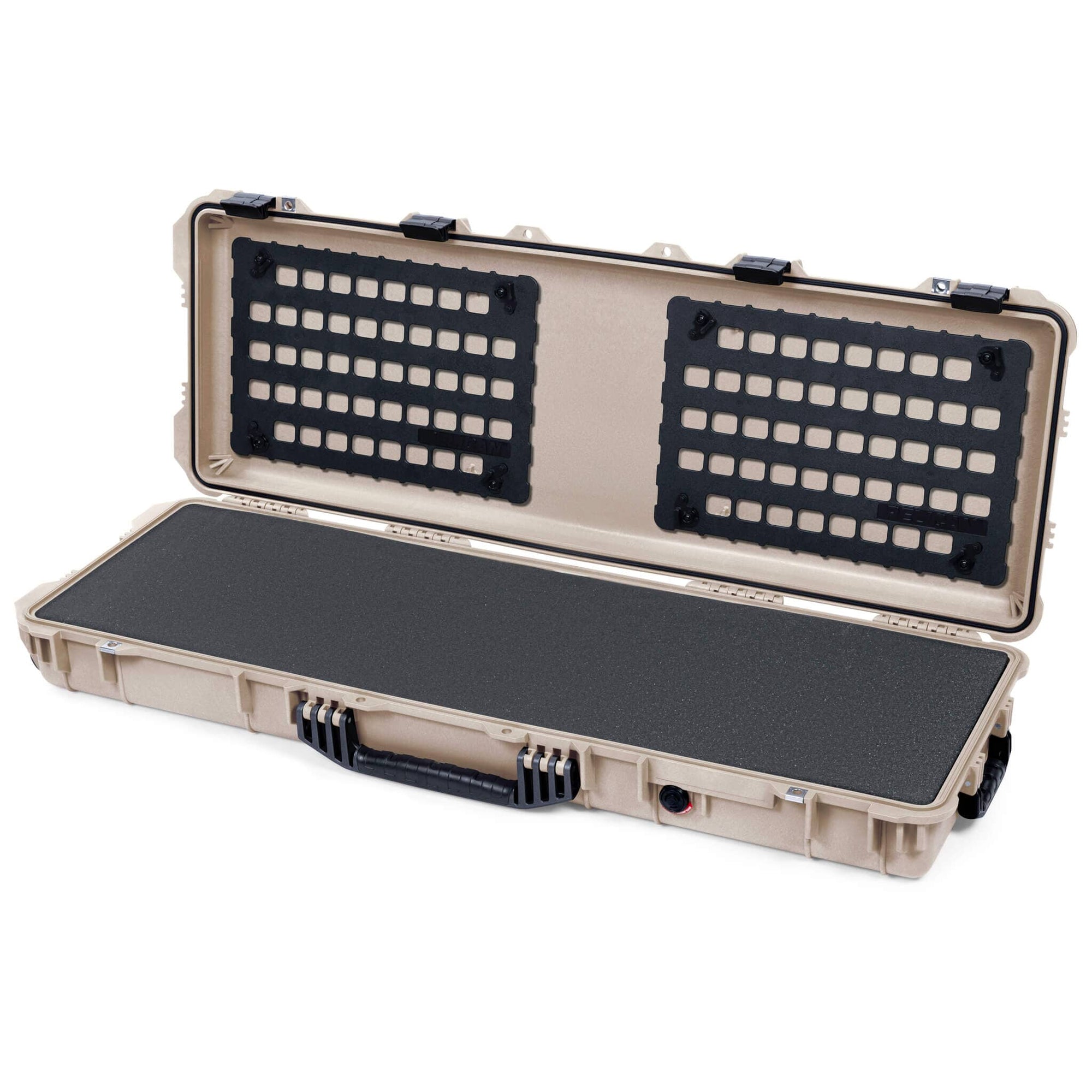 Pelican 1720 Protector Long Case, Desert Tan with Black Handles & Latches (Gen2) Pick & Pluck Foam with EZ-Click™ MOLLE Panels ColorCase 017200-0401-310-110