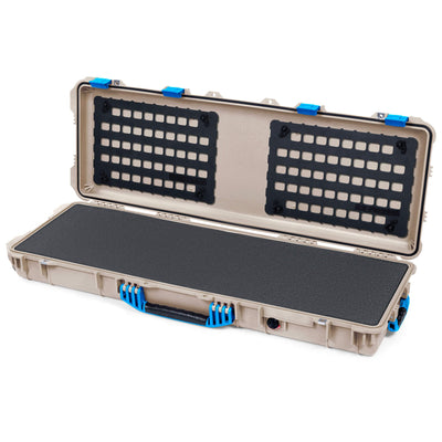 Pelican 1720 Protector Long Case, Desert Tan with Blue Handles & Latches (Gen2) Pick & Pluck Foam with EZ-Click™ MOLLE Panels ColorCase 017200-0401-310-120
