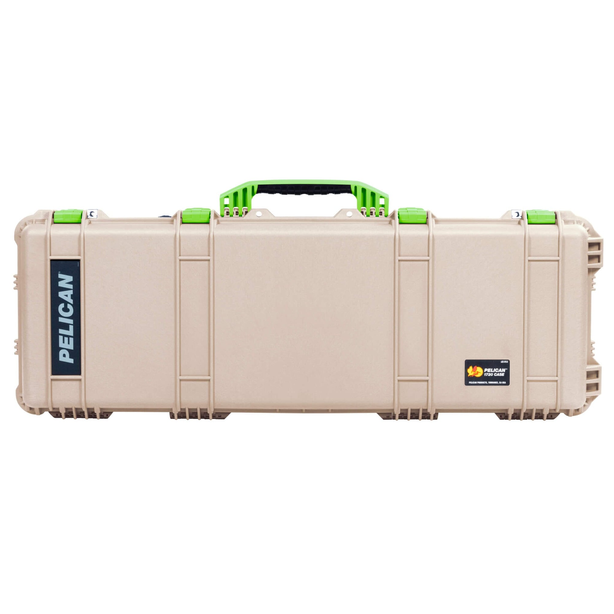 Pelican 1720 Protector Long Case, Desert Tan with Lime Green Handles & Latches (Gen2) ColorCase 
