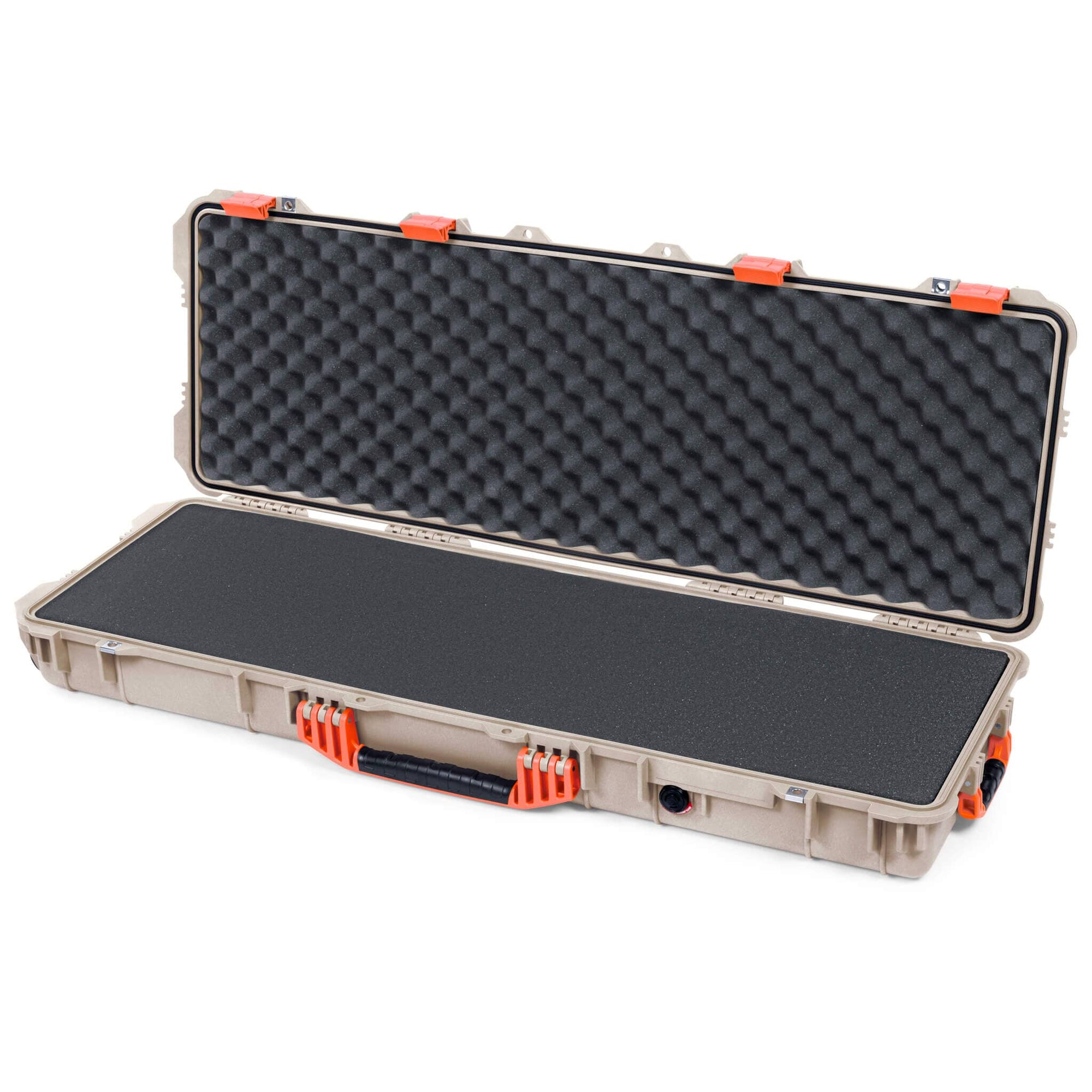 Pelican 1720 Protector Long Case, Desert Tan with Orange Handles & Latches (Gen2) Pick & Pluck Foam with Convoluted Lid Foam ColorCase 017200-0001-310-150