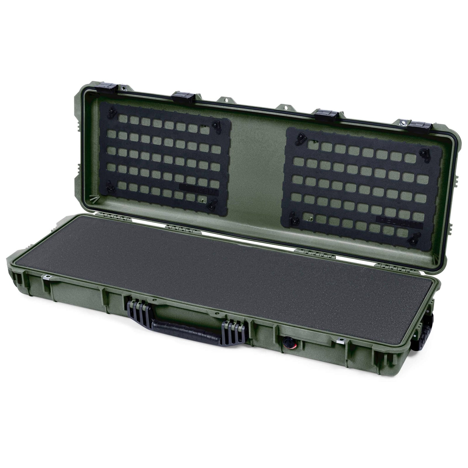 Pelican 1720 Protector Long Case, OD Green with Black Handles & Latches (Gen2) Pick & Pluck Foam with EZ-Click™ MOLLE Panels ColorCase 017200-0401-130-110