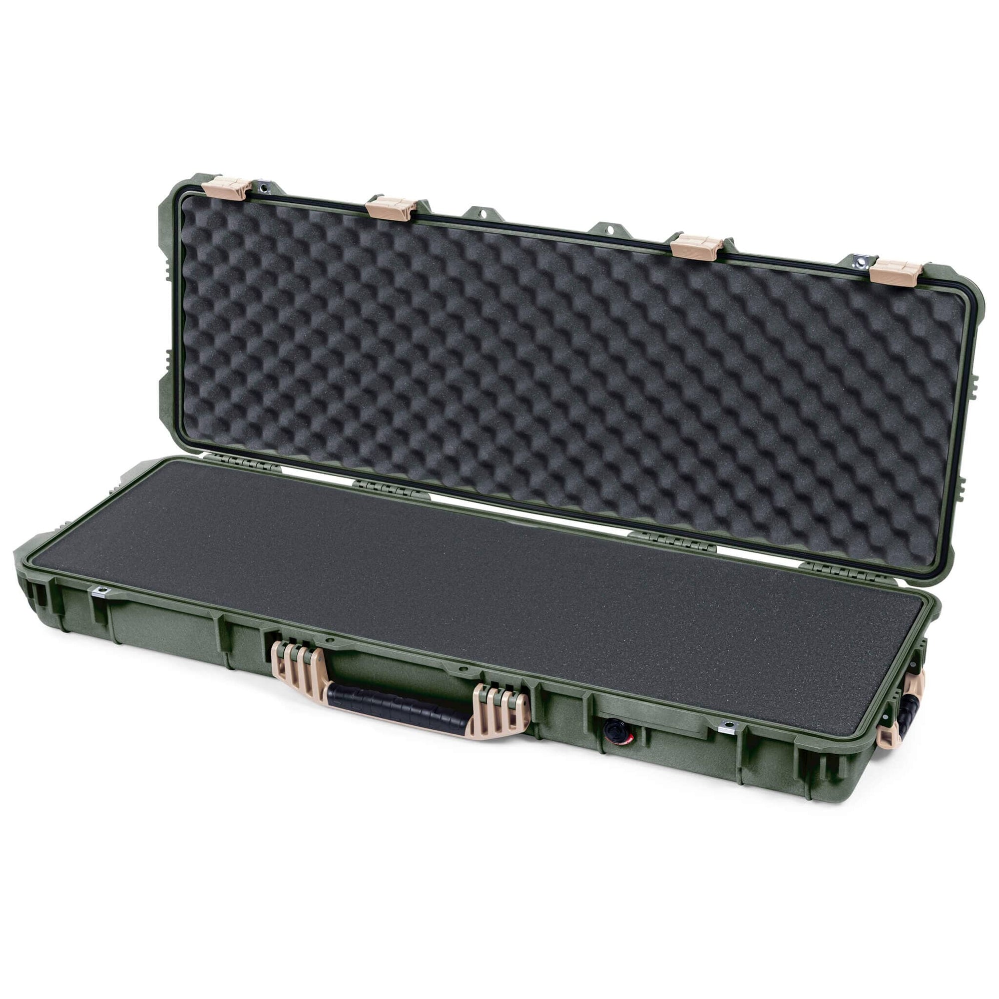 Pelican 1720 Protector Long Case, OD Green with Desert Tan Handles & Latches (Gen2) Pick & Pluck Foam with Convoluted Lid Foam ColorCase 017200-0001-130-310