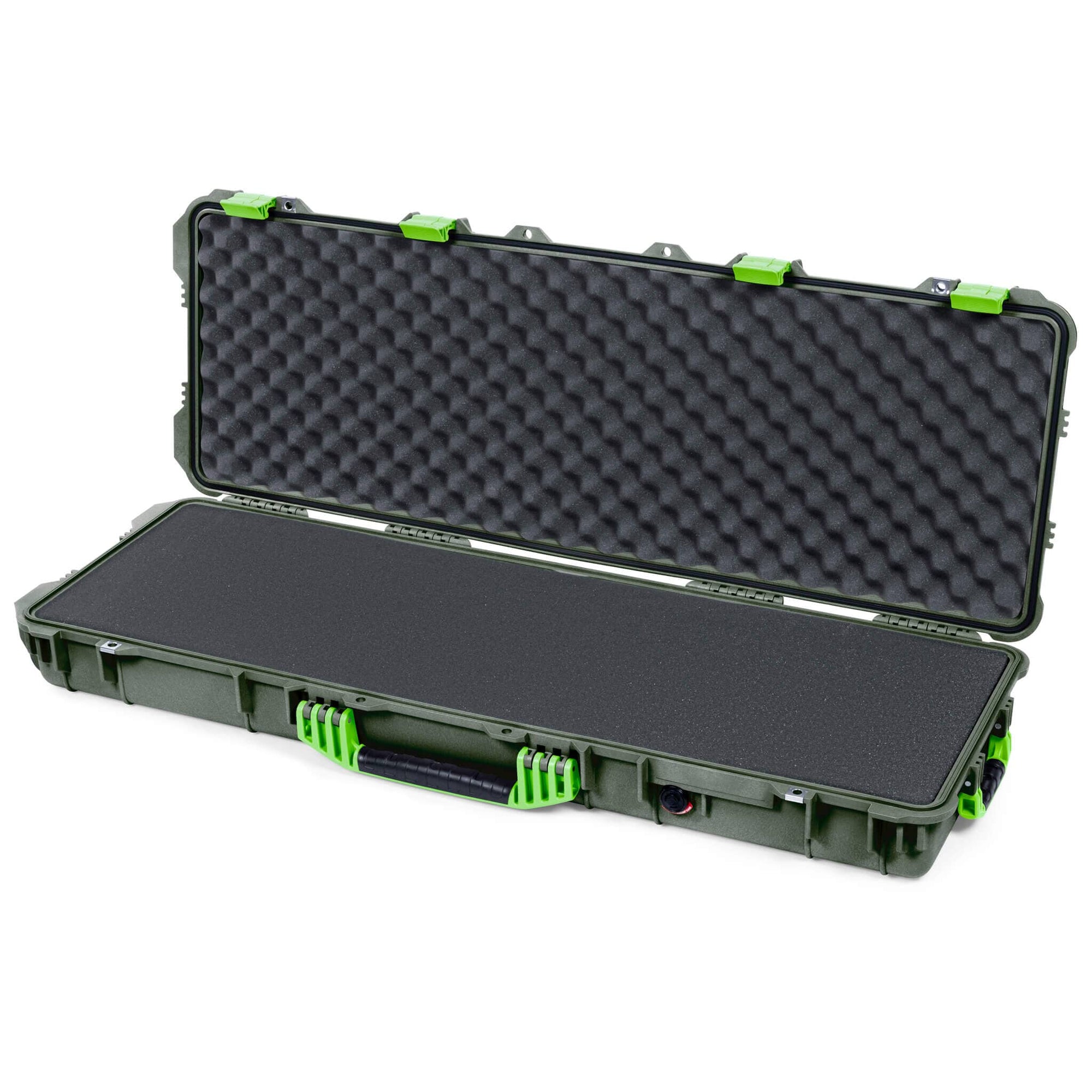 Pelican 1720 Protector Long Case, OD Green with Lime Green Handles & Latches (Gen2) Solid Foam with Convoluted Lid Foam ColorCase 017200-0002-130-300
