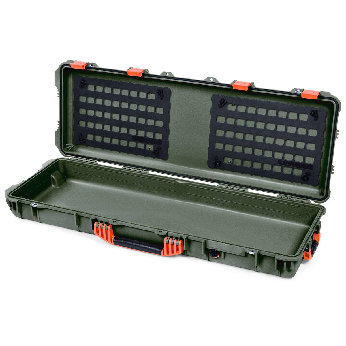 Pelican 1720 Protector Long Case, OD Green with Orange Handles &amp; Latches (Gen2) EZ-Click™ MOLLE Panels Only ColorCase 017200-0400-130-150