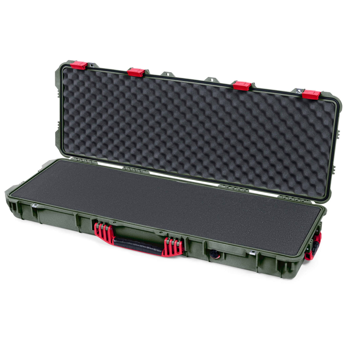 Pelican 1720 Protector Long Case, OD Green with Red Handles &amp; Latches (Gen2) Pick &amp; Pluck Foam with Convoluted Lid Foam ColorCase 017200-0001-130-320