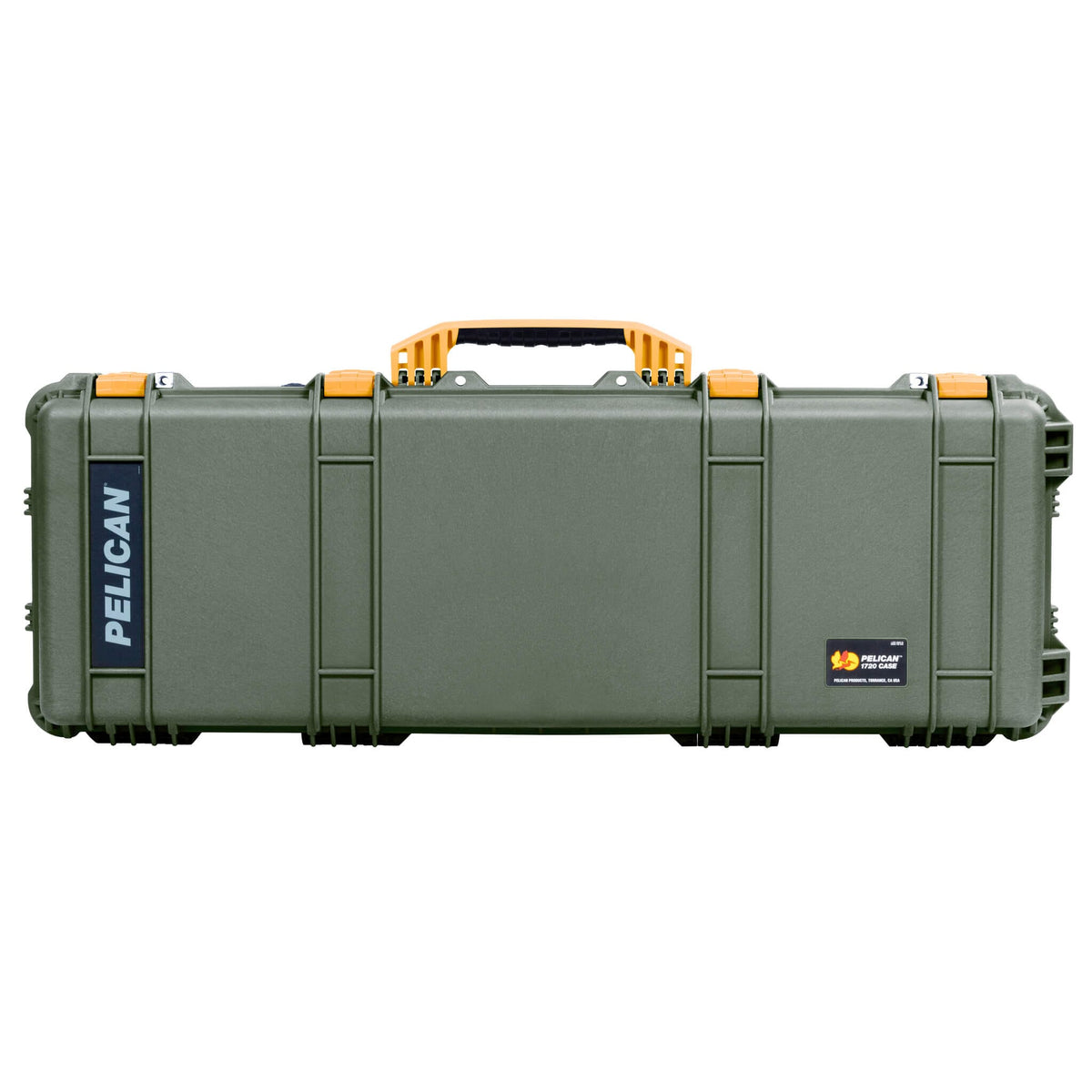 Pelican 1720 Protector Long Case, OD Green with Yellow Handles &amp; Latches (Gen2) ColorCase 