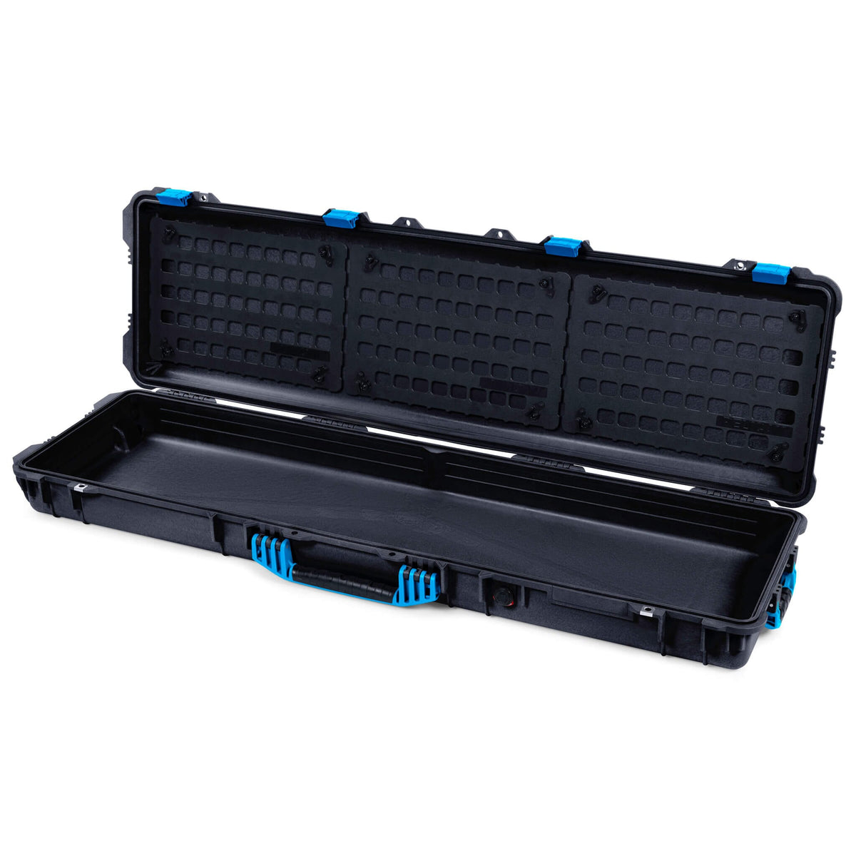 Pelican 1750 Protector Long Case, Black with Blue Handles &amp; Latches (Gen2) EZ-Click™ MOLLE Panels Only ColorCase 017500-0400-110-120