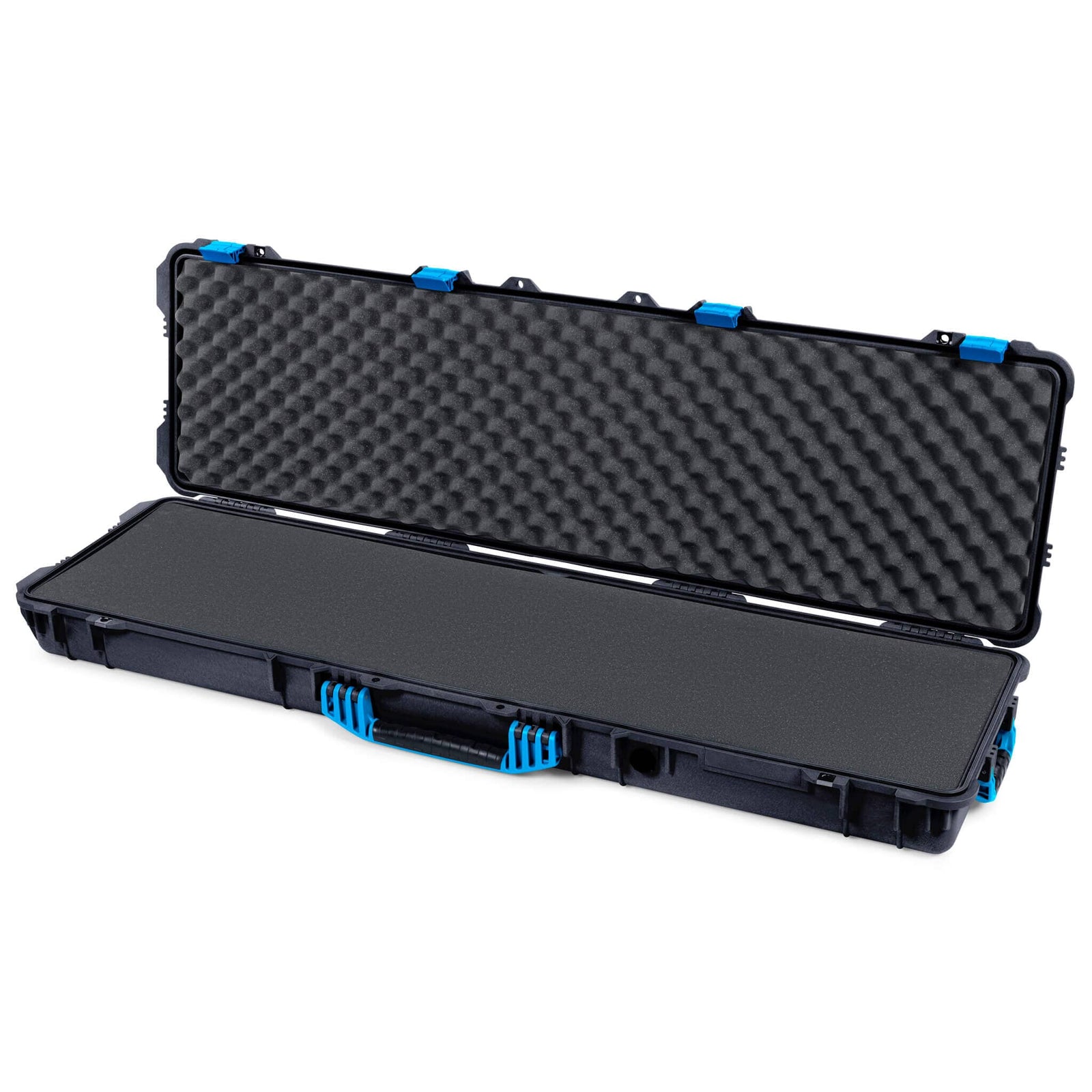 Pelican 1750 Protector Long Case, Black with Blue Handles & Latches (Gen2) Pick & Pluck Foam with Convoluted Lid Foam ColorCase 017500-0001-110-120