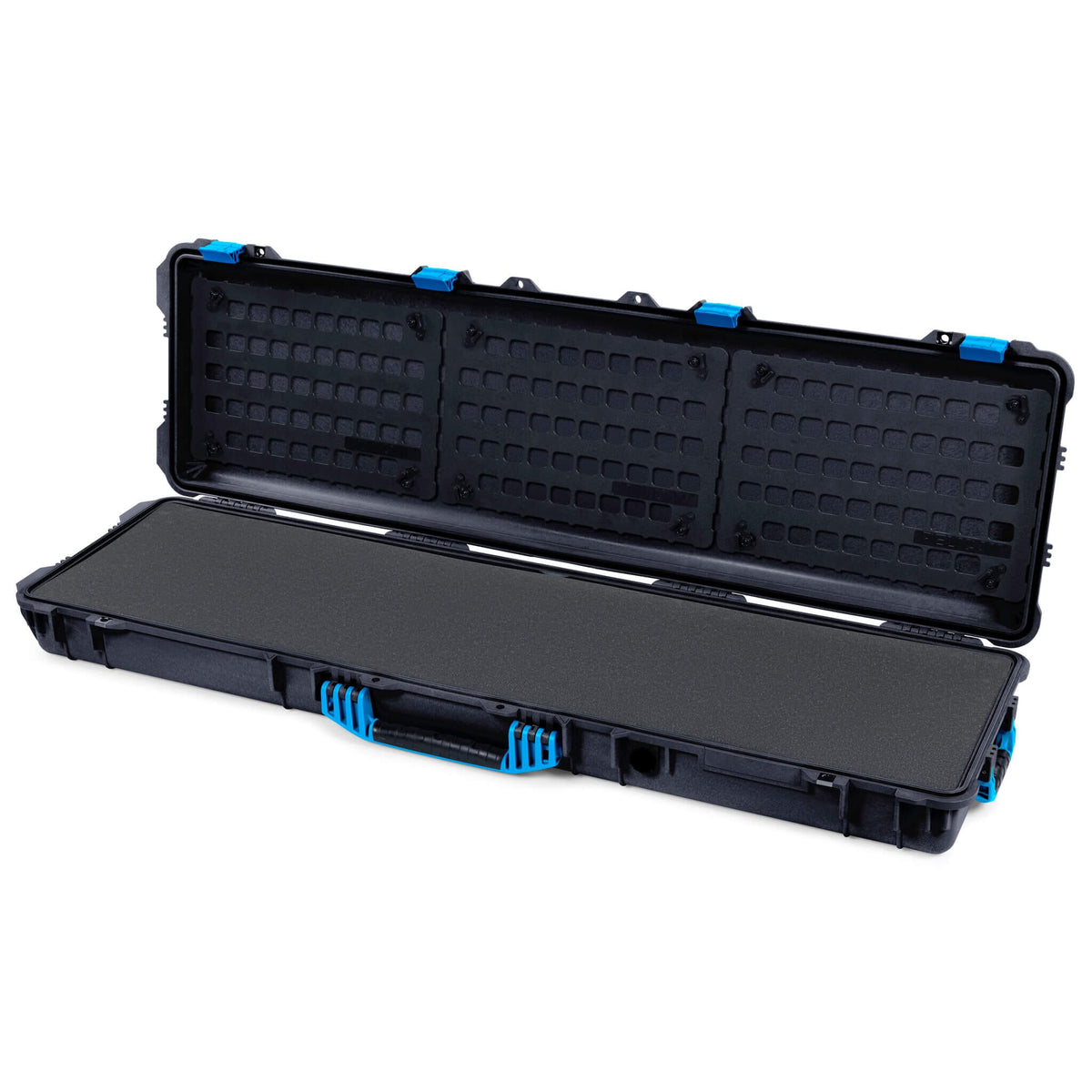 Pelican 1750 Protector Long Case, Black with Blue Handles &amp; Latches (Gen2) Pick &amp; Pluck Foam with EZ-Click™ MOLLE Panels ColorCase 017500-0401-110-120