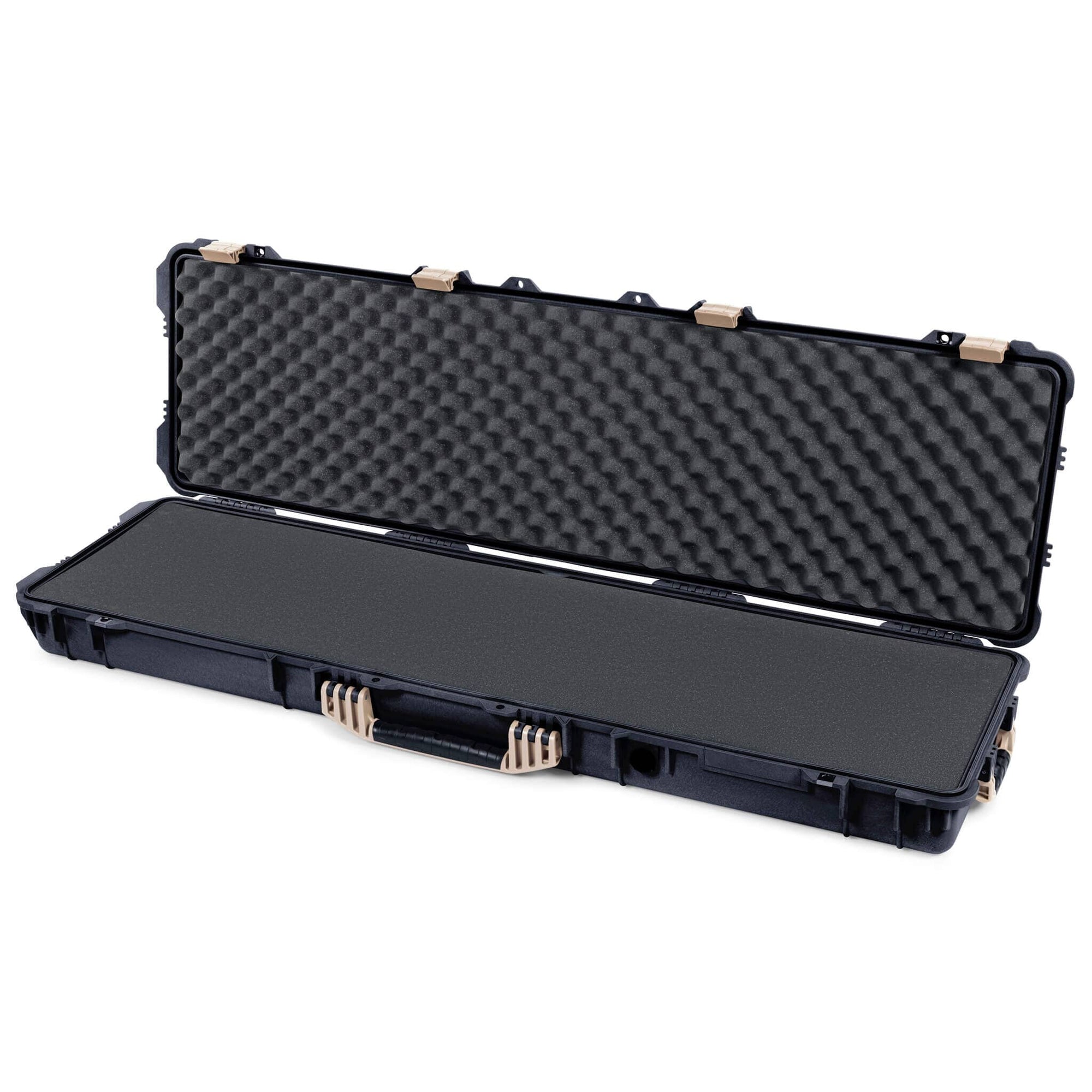 Pelican 1750 Protector Long Case, Black with Desert Tan Handles & Latches (Gen2) Solid Foam with Convoluted Lid Foam ColorCase 017500-0002-110-310
