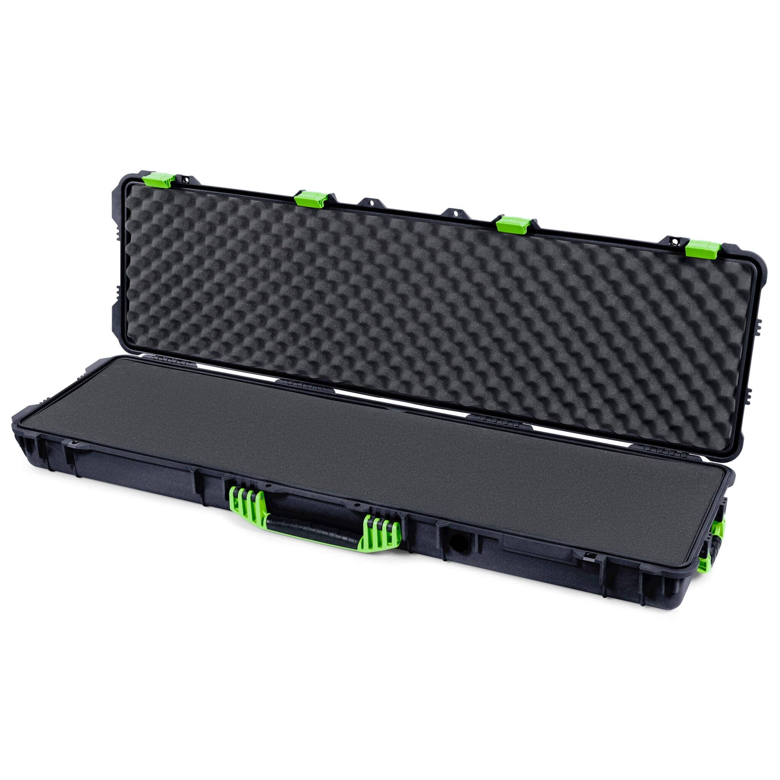 Pelican 1750 Protector Long Case, Black with Lime Green Handles & Latches (Gen2) Pick & Pluck Foam with Convoluted Lid Foam ColorCase 017500-0001-110-300