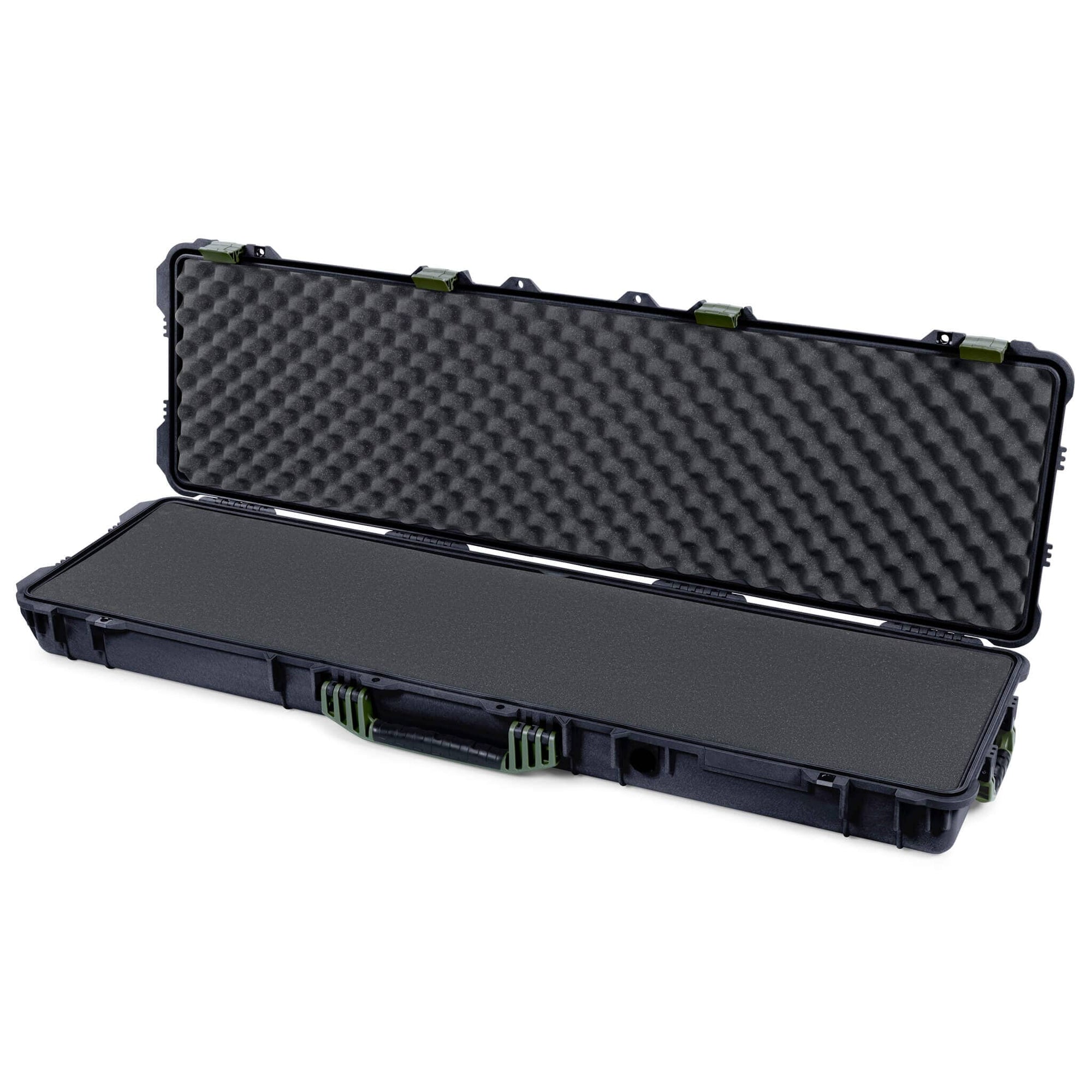 Pelican 1750 Protector Long Case, Black with OD Green Handles & Latches (Gen2) Solid Foam with Convoluted Lid Foam ColorCase 017500-0002-110-130