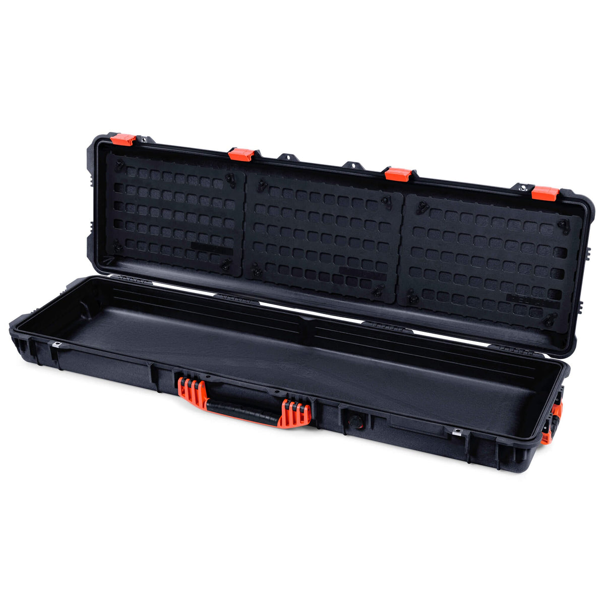 Pelican 1750 Protector Long Case, Black with Orange Handles &amp; Latches (Gen2) EZ-Click™ MOLLE Panels Only ColorCase 017500-0400-110-150