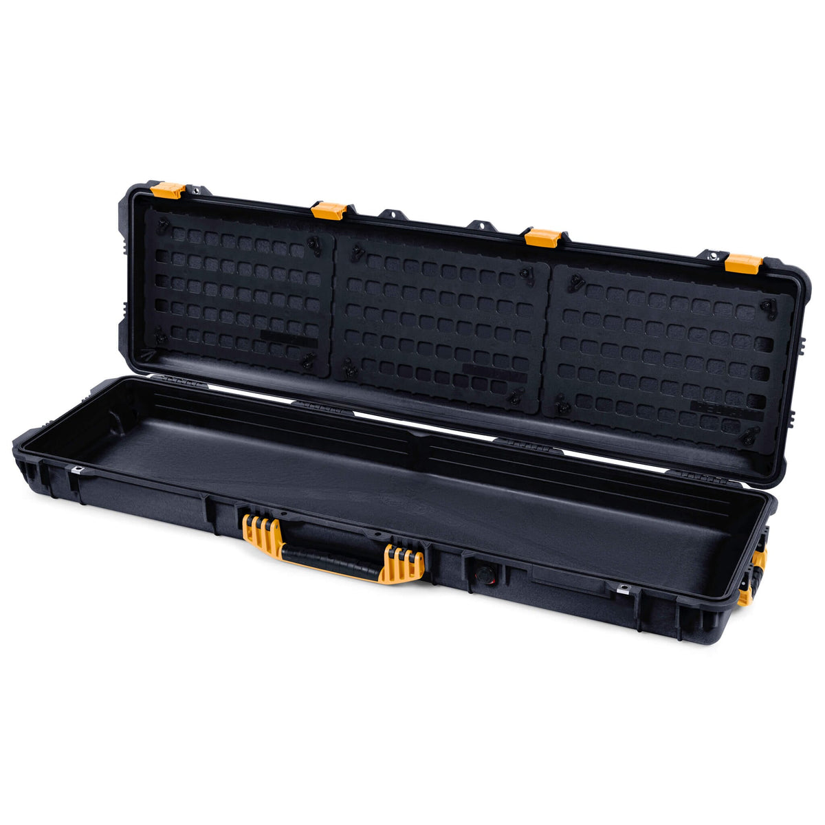 Pelican 1750 Protector Long Case, Black with Yellow Handles &amp; Latches (Gen2) EZ-Click™ MOLLE Panels Only ColorCase 017500-0400-110-240