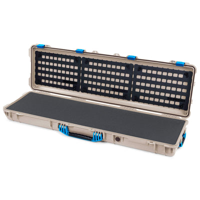 Pelican 1750 Protector Long Case, Desert Tan with Blue Handles & Latches (Gen2) Solid Foam with EZ-Click™ MOLLE Panels ColorCase 017500-0402-310-120