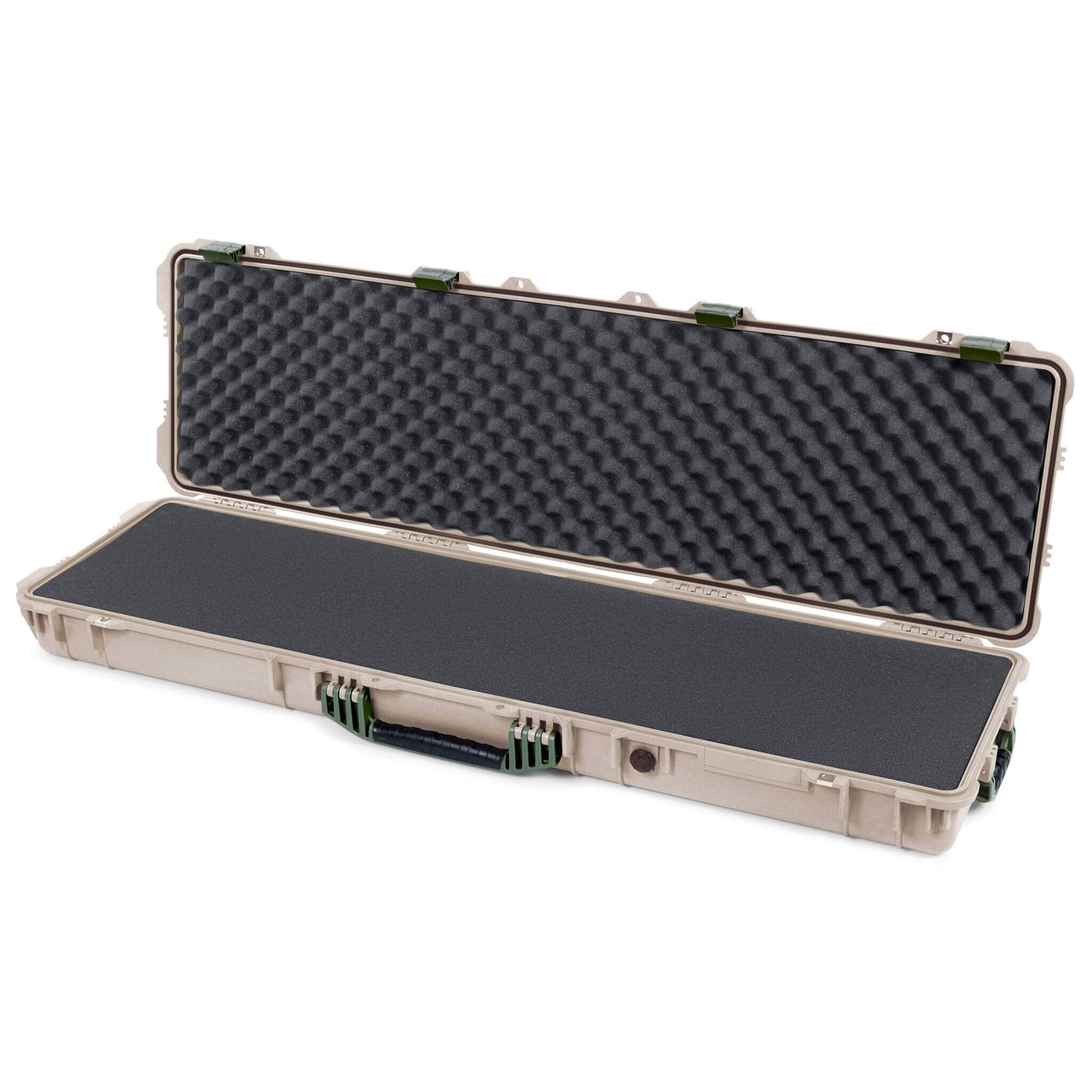 Pelican 1750 Protector Long Case, Desert Tan with OD Green Handles & Latches (Gen2) Pick & Pluck Foam with Convoluted Lid Foam ColorCase 017500-0001-310-130