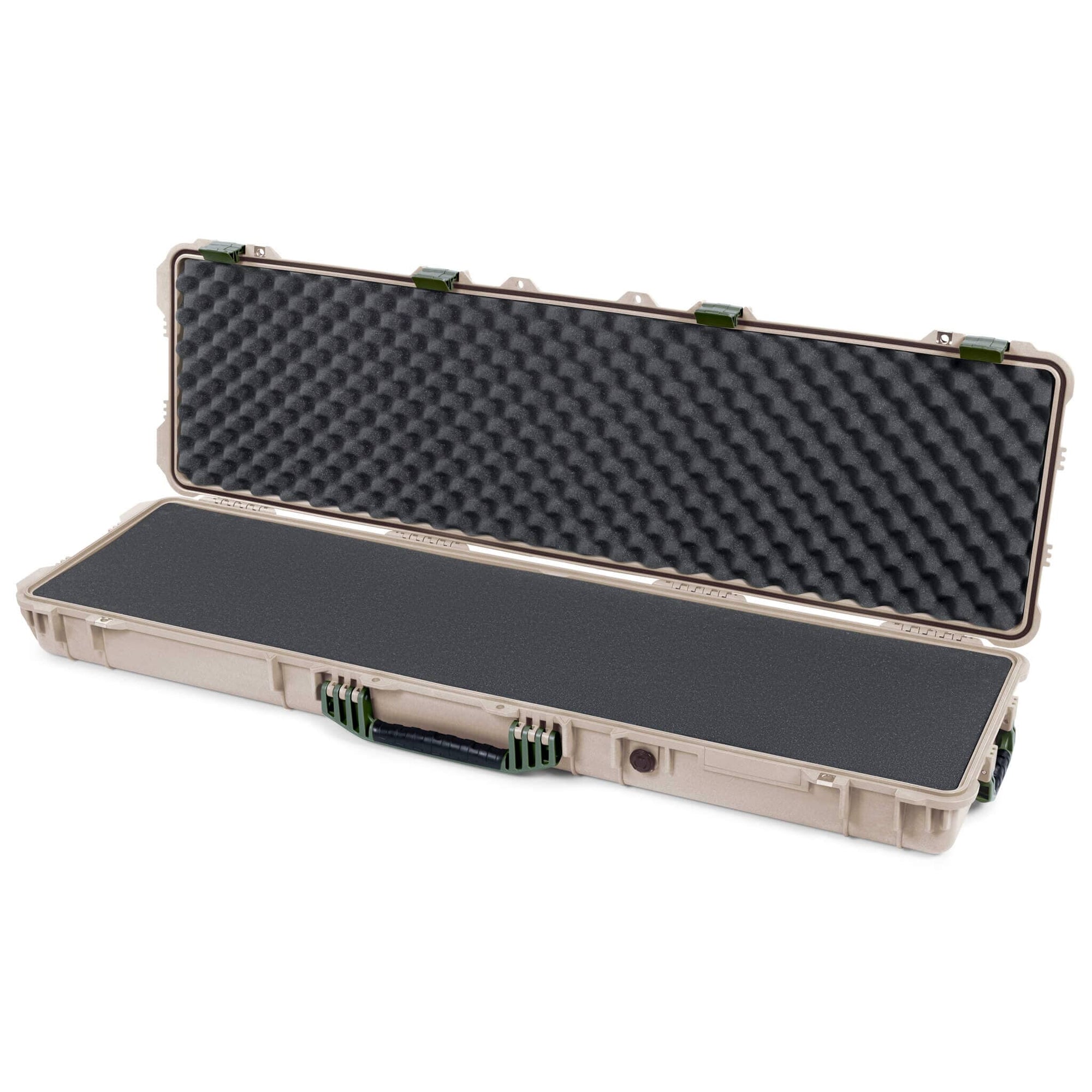 Pelican 1750 Protector Long Case, Desert Tan with OD Green Handles & Latches (Gen2) Pick & Pluck Foam with Convoluted Lid Foam ColorCase 017500-0001-310-130