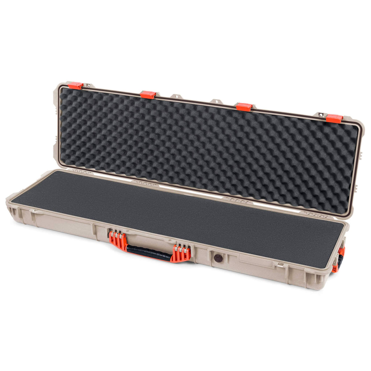Pelican 1750 Protector Long Case, Desert Tan with Orange Handles &amp; Latches (Gen2) Pick &amp; Pluck Foam with Convoluted Lid Foam ColorCase 017500-0001-310-150