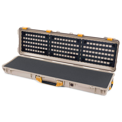Pelican 1750 Protector Long Case, Desert Tan with Yellow Handles & Latches (Gen2) Solid Foam with EZ-Click™ MOLLE Panels ColorCase 017500-0402-310-240