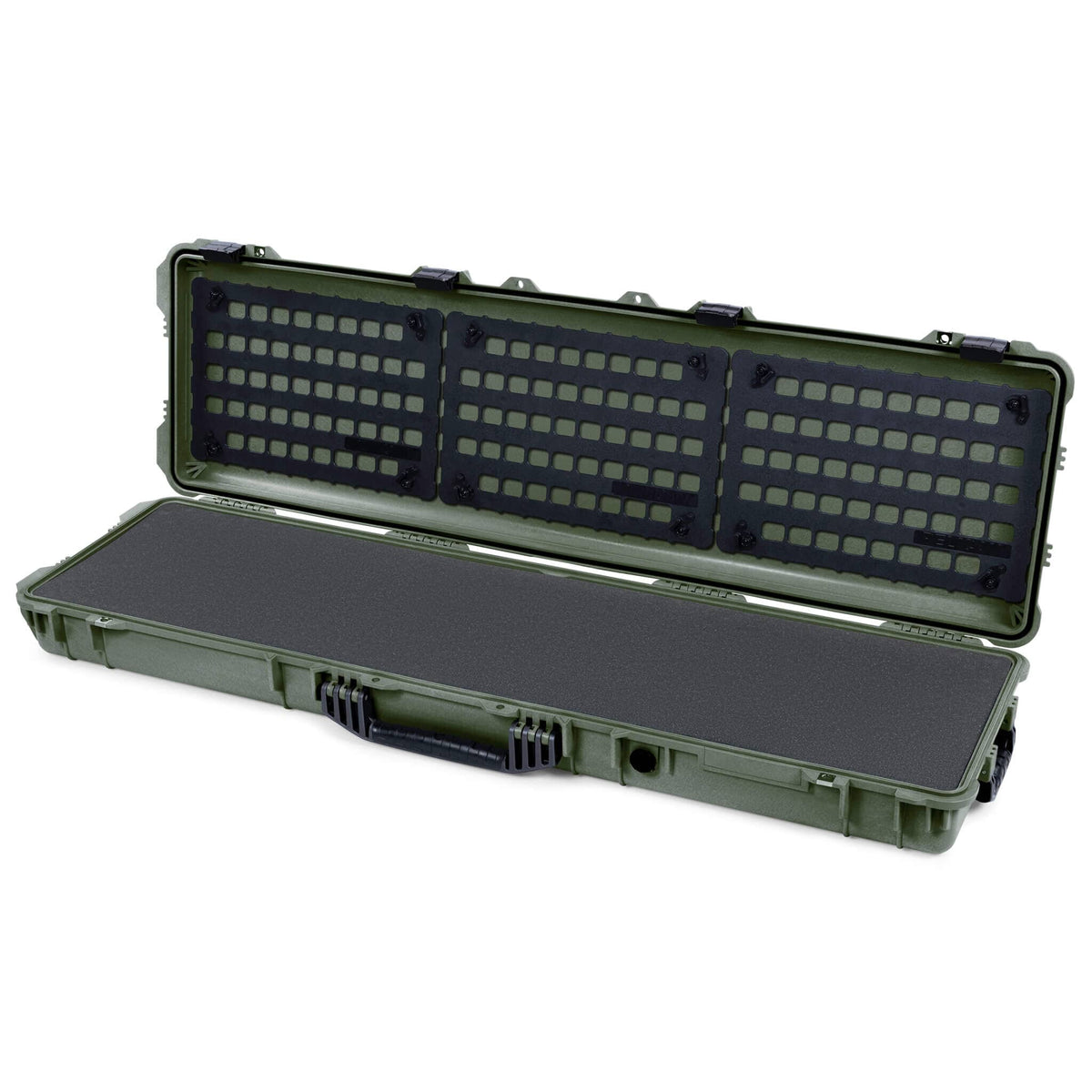 Pelican 1750 Protector Long Case, OD Green with Black Handles &amp; Latches (Gen2) Pick &amp; Pluck Foam with EZ-Click™ MOLLE Panels ColorCase 017500-0401-130-110