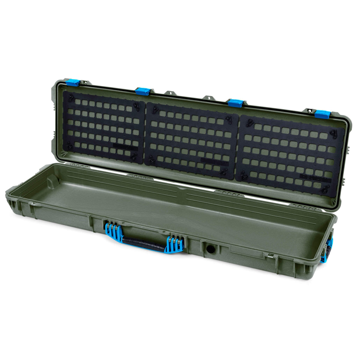Pelican 1750 Protector Long Case, OD Green with Blue Handles &amp; Latches (Gen2) EZ-Click™ MOLLE Panels Only ColorCase 017500-0400-130-120