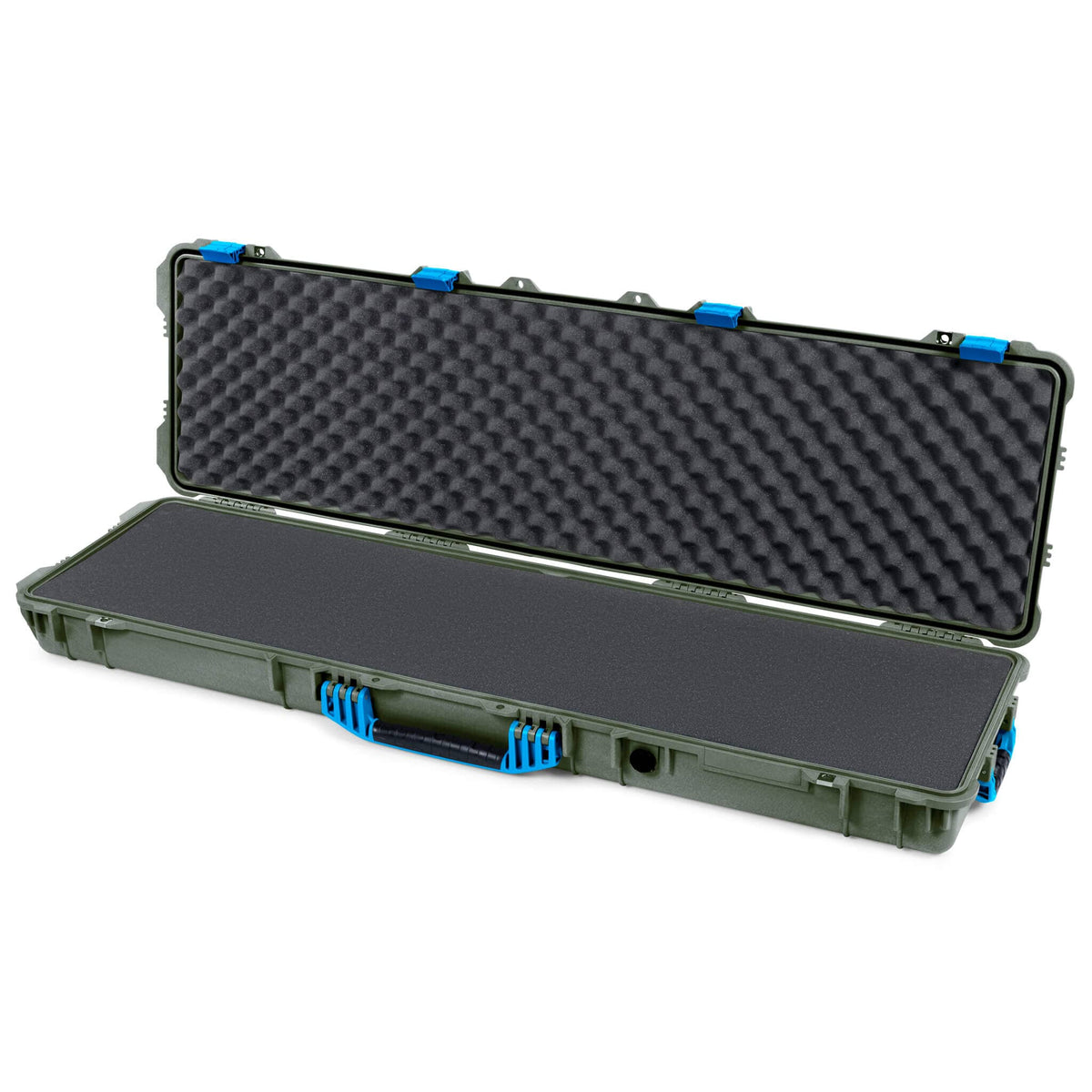 Pelican 1750 Protector Long Case, OD Green with Blue Handles &amp; Latches (Gen2) Solid Foam with Convoluted Lid Foam ColorCase 017500-0002-130-120