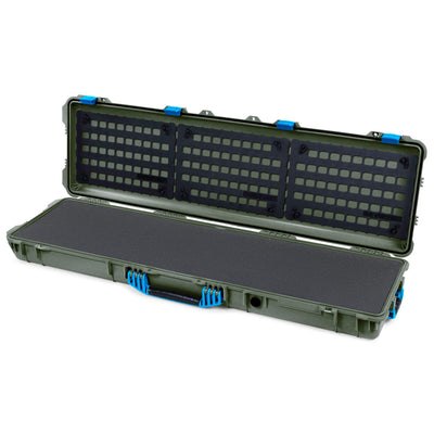 Pelican 1750 Protector Long Case, OD Green with Blue Handles & Latches (Gen2) Solid Foam with EZ-Click™ MOLLE Panels ColorCase 017500-0402-130-120