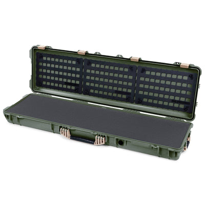 Pelican 1750 Protector Long Case, OD Green with Desert Tan Handles & Latches (Gen2) Solid Foam with EZ-Click™ MOLLE Panels ColorCase 017500-0402-130-310